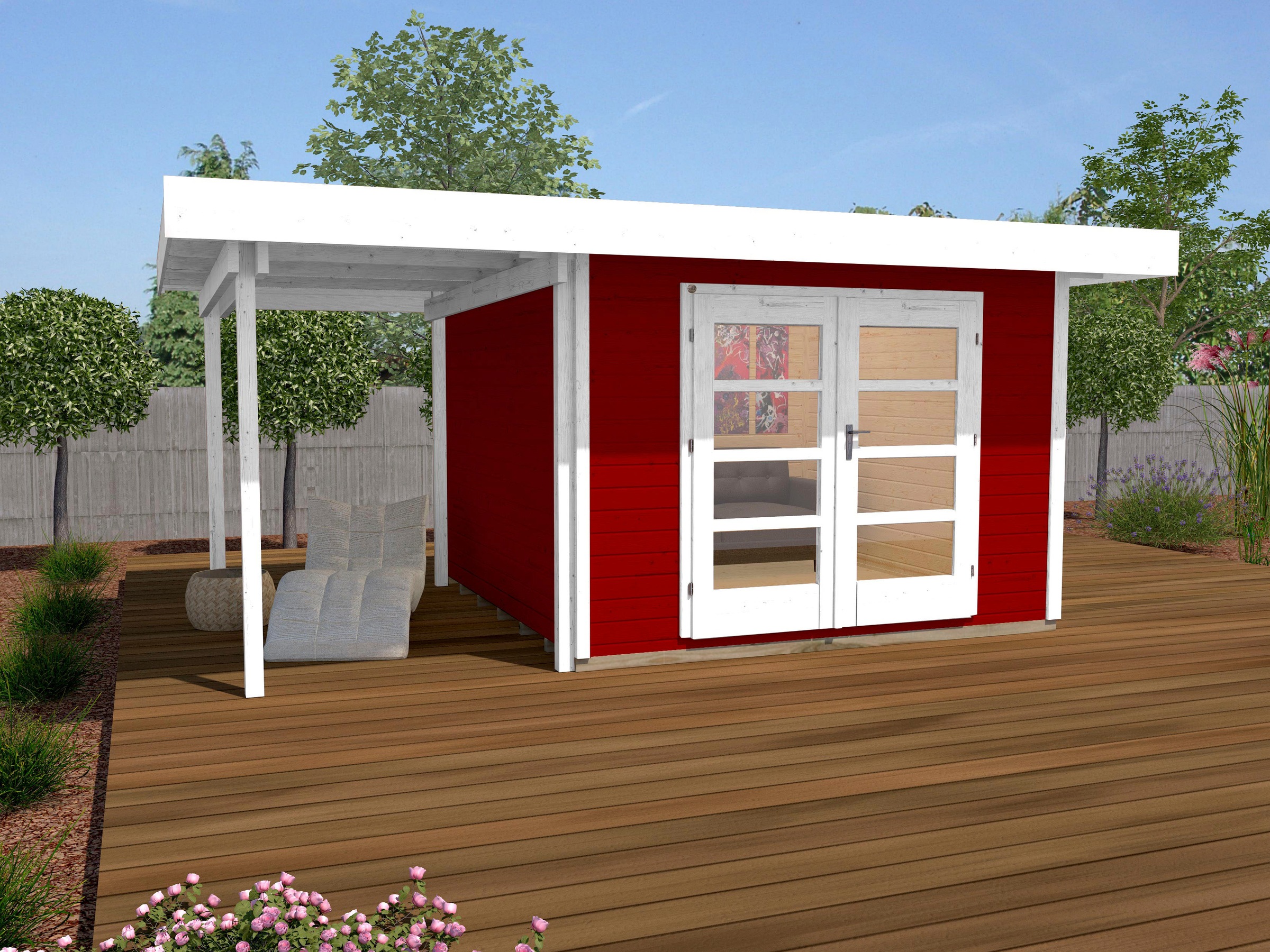 weka Gartenhaus "Designhaus 126 Plus" mit Anbaudach