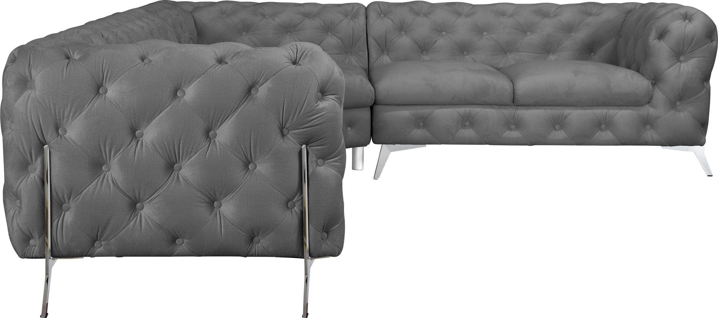 Leonique Chesterfield-Sofa »Amaury L-Form«, großes Ecksofa, Chesterfield-Optik, Breite 323 cm, Fußfarbe wählbar