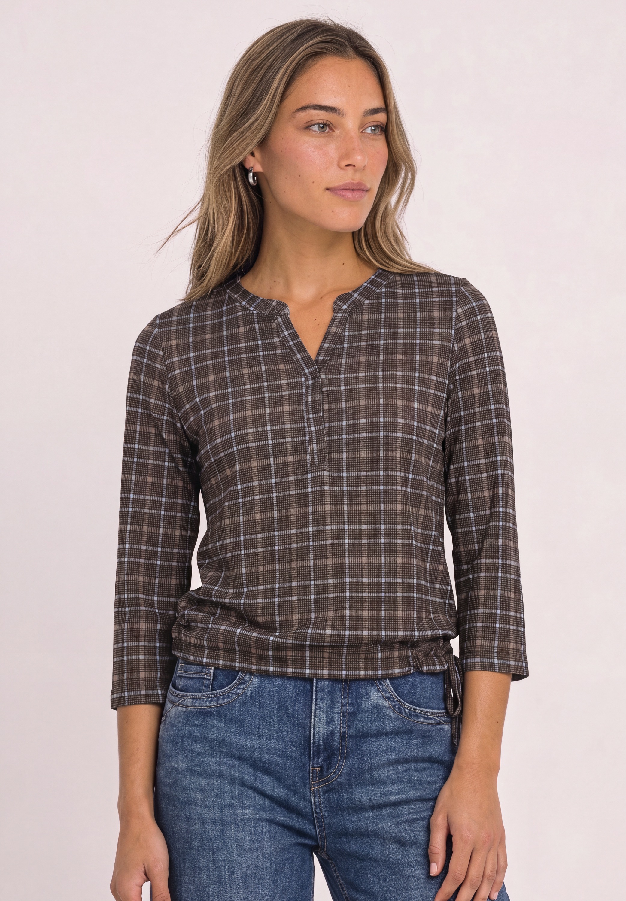 STREET ONE 3/4-Arm-Shirt Elastiksaum mit Knotendetail
