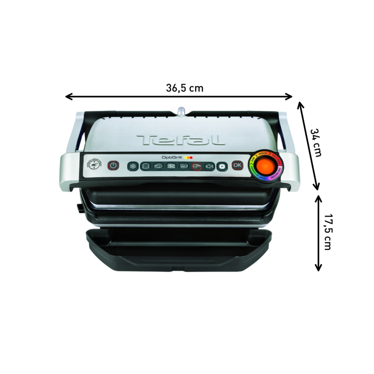 Tefal Kontaktgrill »OptiGrill, 6 automatische Programme, ein manuelles Programm«, 2000 W, spülmaschinengeeignete Platten und SaftauffangbehälterGC705D