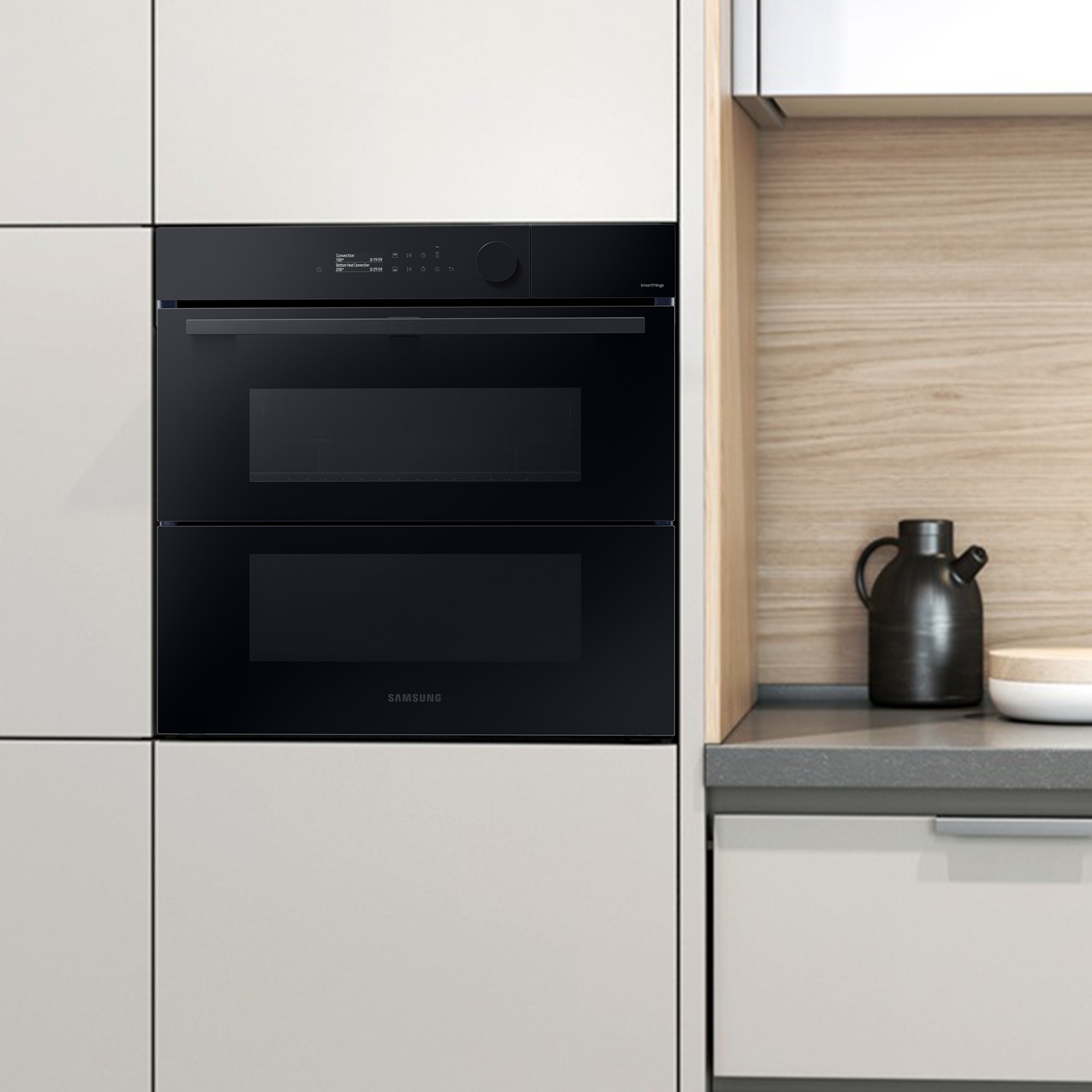 Samsung Pyrolyse Backofen Serie 5 »NV7B5775XDK« mit 1-fach-Teleskopauszug mit Pyrolyse-Selbstreinigung Dual Cook Flex – Ein Ofen. Zwei Garräume. Flexible Tür.
