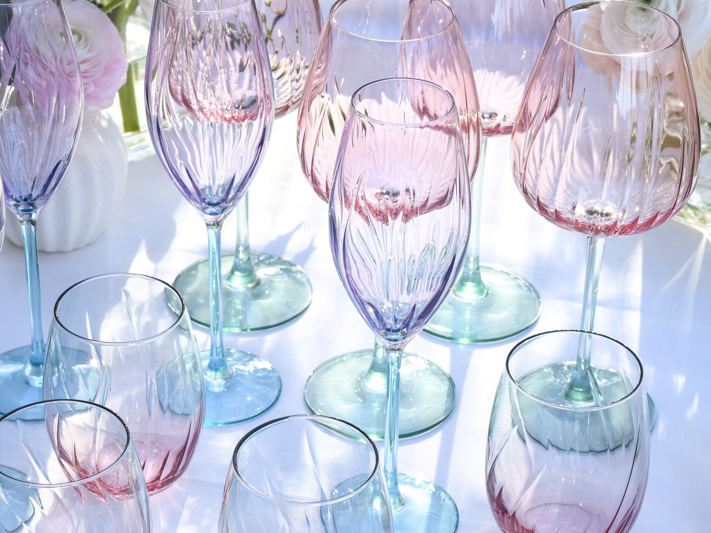 CreaTable Sektglas »Swirly Spring, Sektgläser-Set, 4-tlg.«, (Set, 4 tlg.), Rillen Relief, Modern, Sommerlich, Leicht