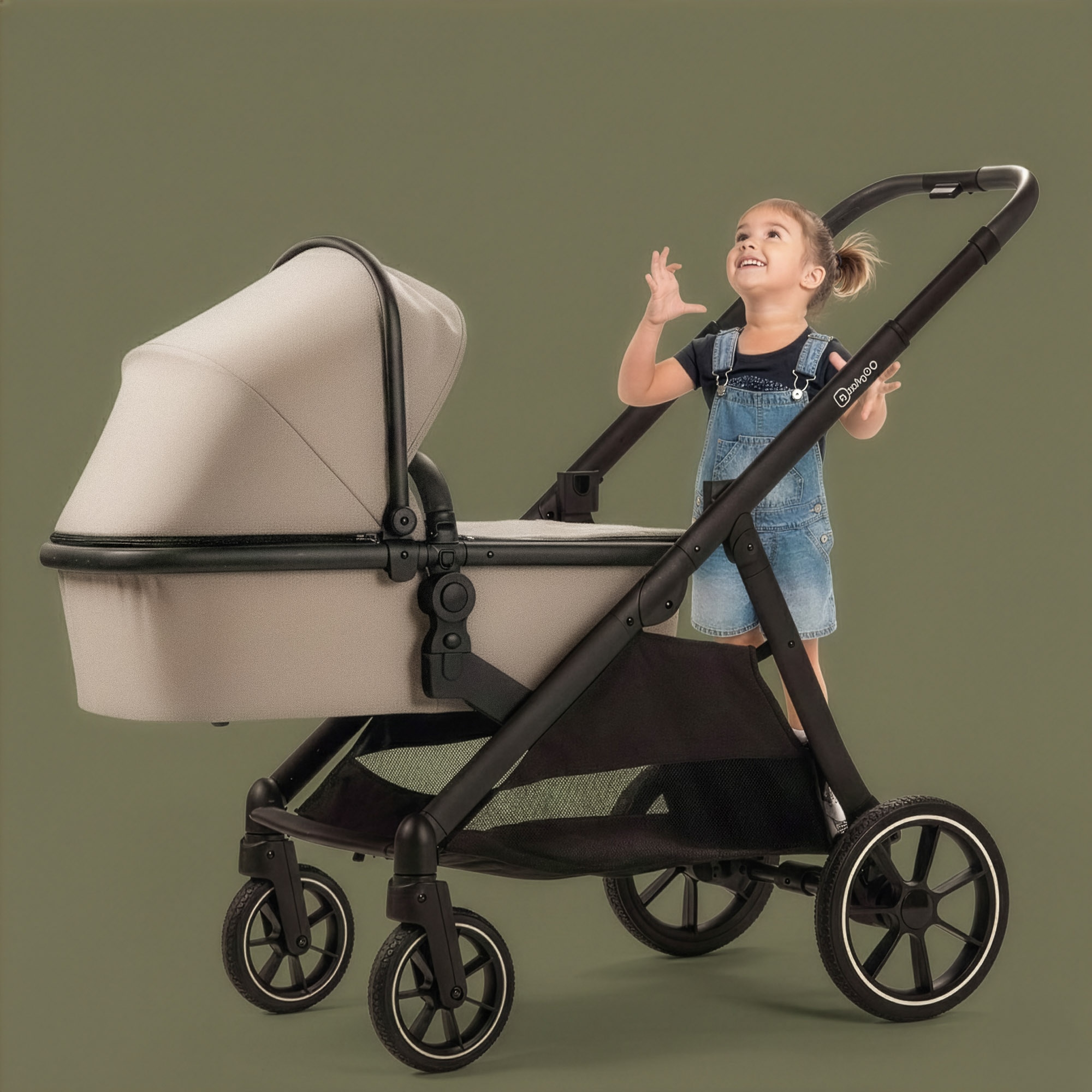 BabyGo Zwillings-Kombikinderwagen »Duo« inkl. Wickeltasche u. 2 Regenhauben