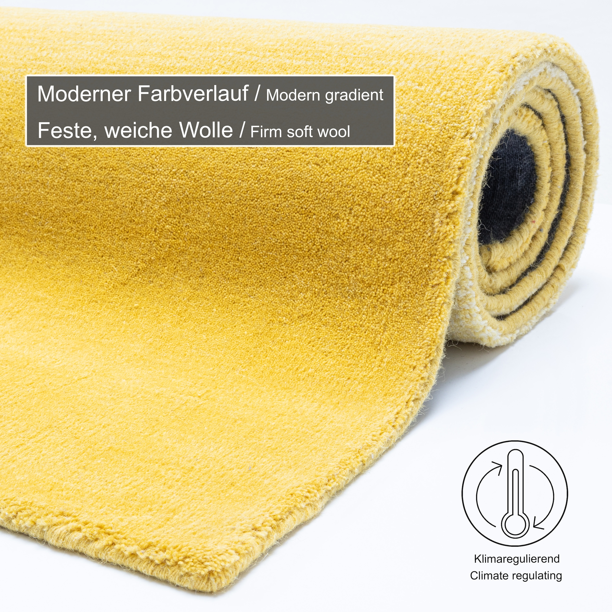 THEKO Wollteppich »Wool Comfort«, rechteckig, 14 mm Höhe, Handweb Teppich, reine Wolle, handgewebt, brilliante Farben, Scandi