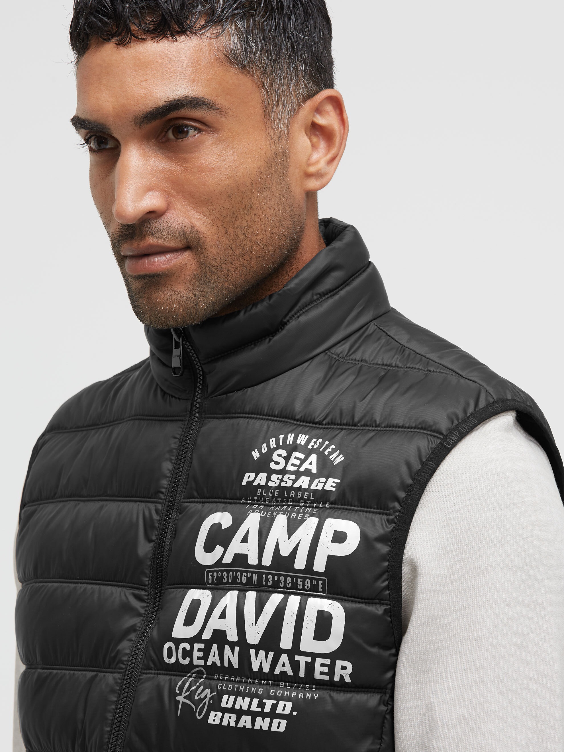 CAMP DAVID Steppweste mit Logoprint