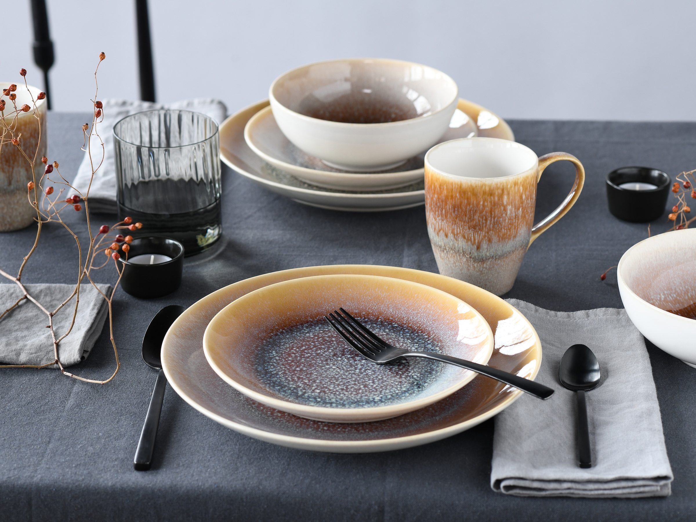 CreaTable Kombiservice »Caldera«, (Set, 8 tlg.), irisierende Glasur