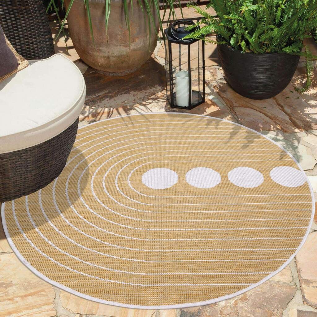 Carpet City Outdoorteppich »DUO RUG 5739«, rund, 5 mm Höhe, Wendeteppich Wetterfest In- & Outdoor, Balkon, Terrasse, Wohnzimmer