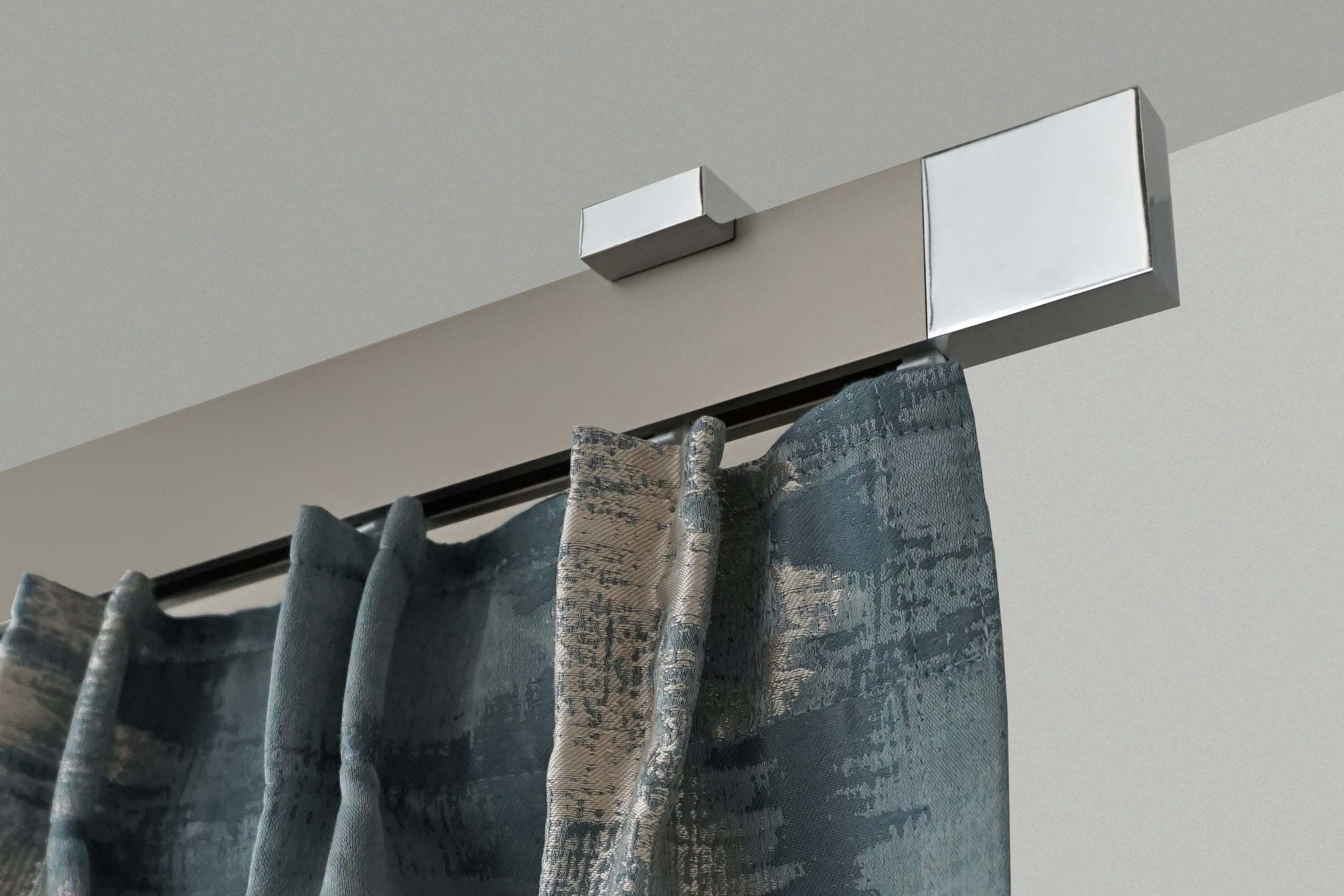 GARESA Gardinenstange "FLAT" 1 läufig-läufig Wunschmaßlänge Rechteckprofil, Deckenmontage, perfekter Lauf, modern, verlängerbar