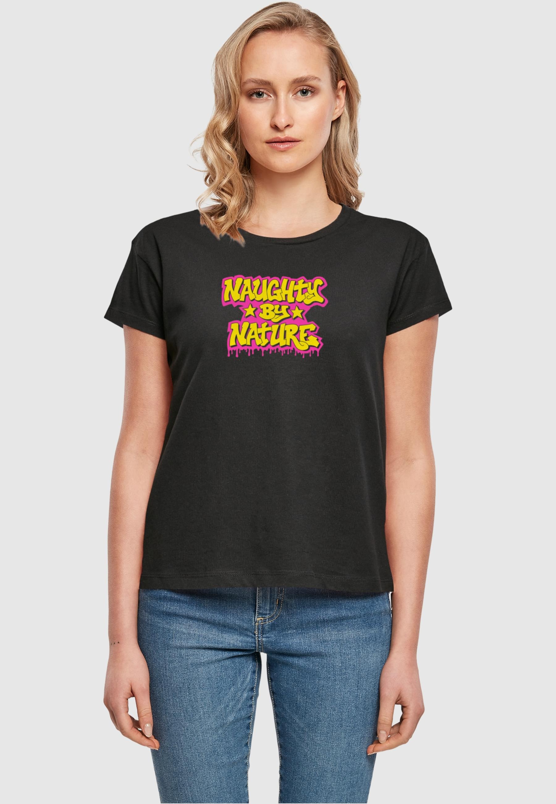 Merchcode T-Shirt »Merchcode Damen Ladies Naughty By Nature - Neon Drop Box Tee«, (1 tlg.)