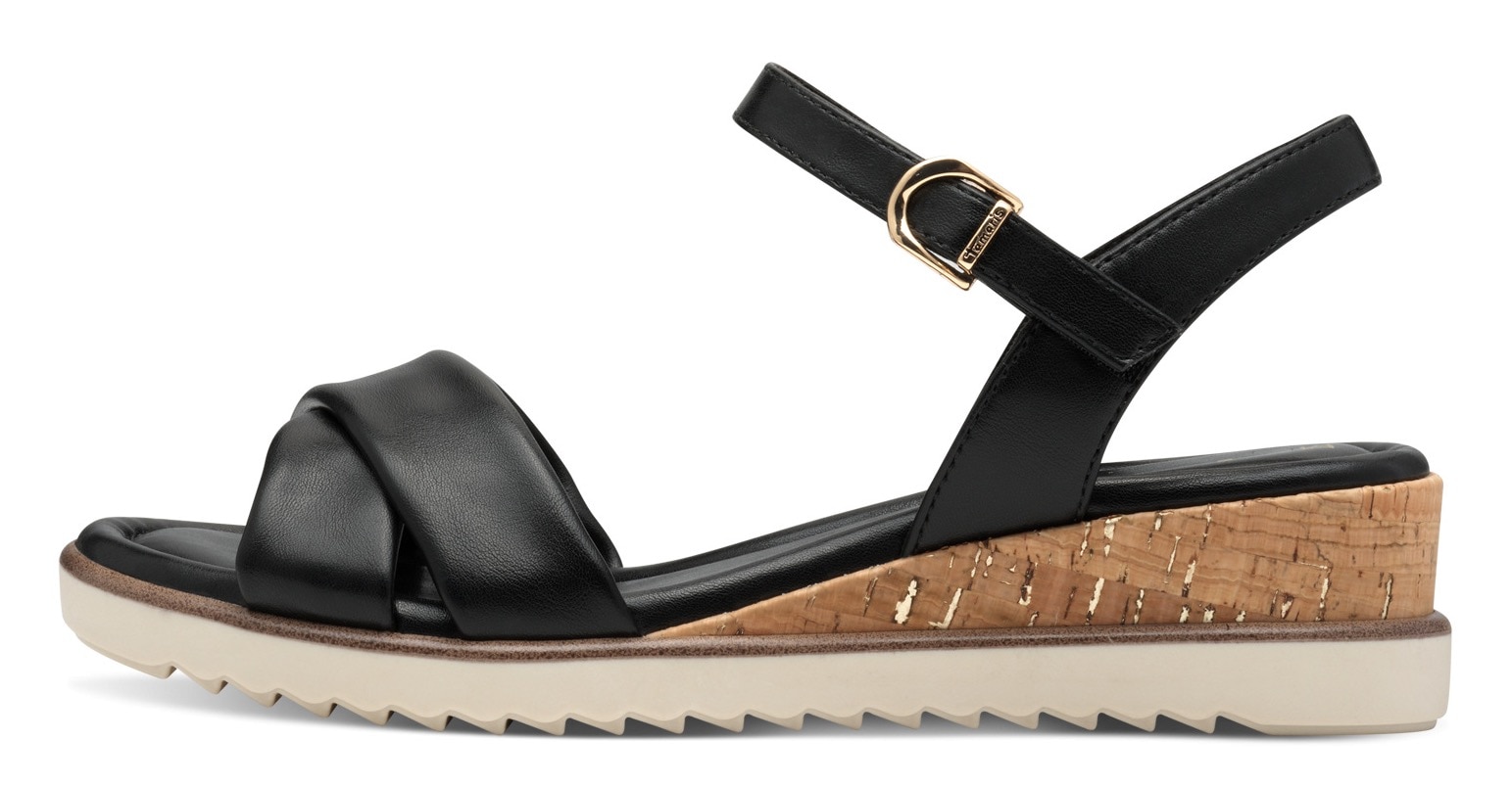 Tamaris Sandalette, Keilabsatz, Sommerschuh, Riemchensandale mit Schnallenverschluss