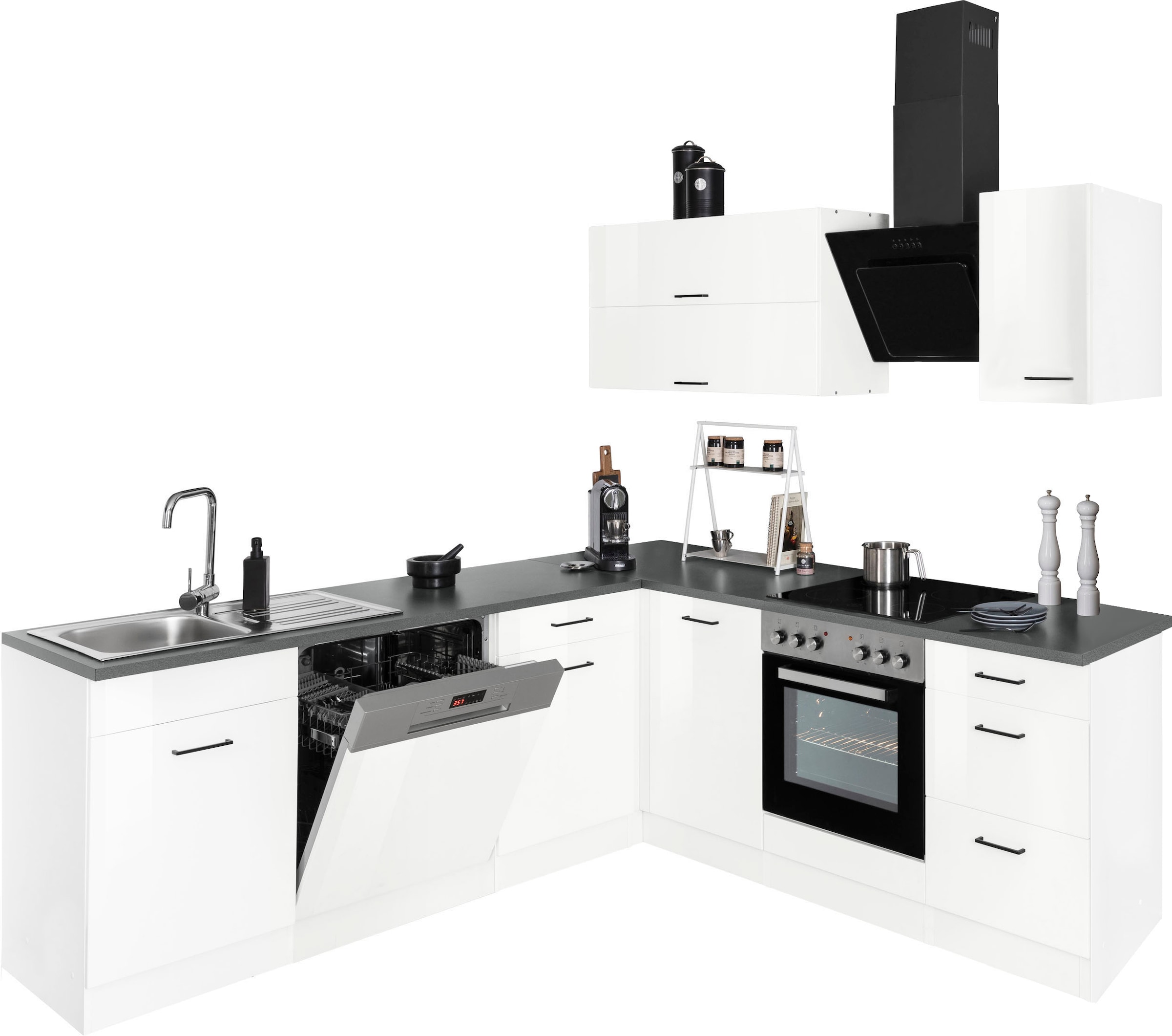 KOCHSTATION Winkelküche »KS-Trier« mit E-Geräten, Stellbreite 220/220 cm