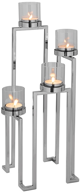 Fink Kerzenhalter "GRANT, Weihnachtsdeko" aus Edelstahl und Glas, 4-flammig günstig online kaufen