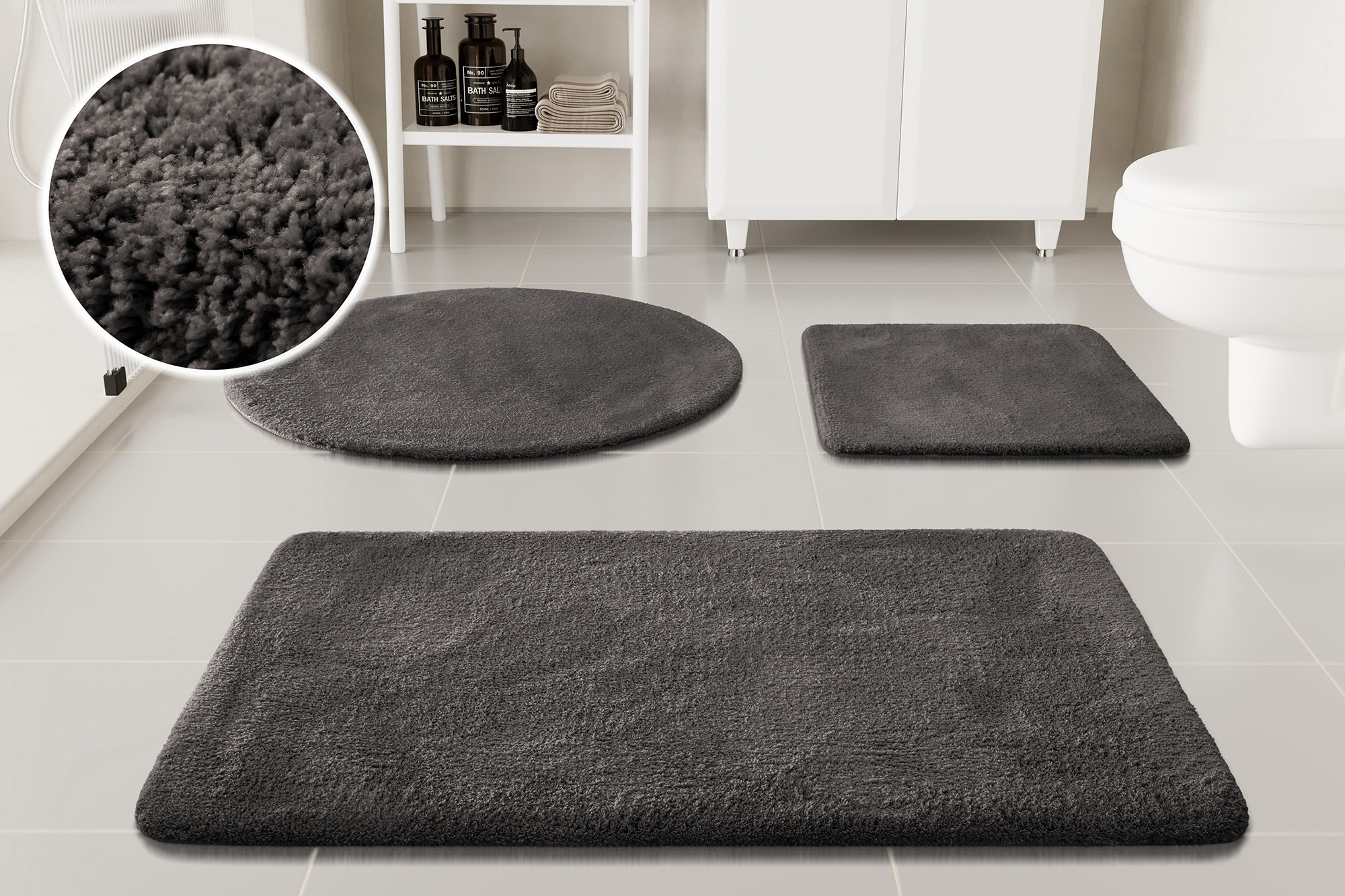 my home Badematte »Neele«, rutschhemmend beschichtet, schnell trocknend, Badteppich, getuftet, modern, Uni, antirutsch, flauschig, hochflor