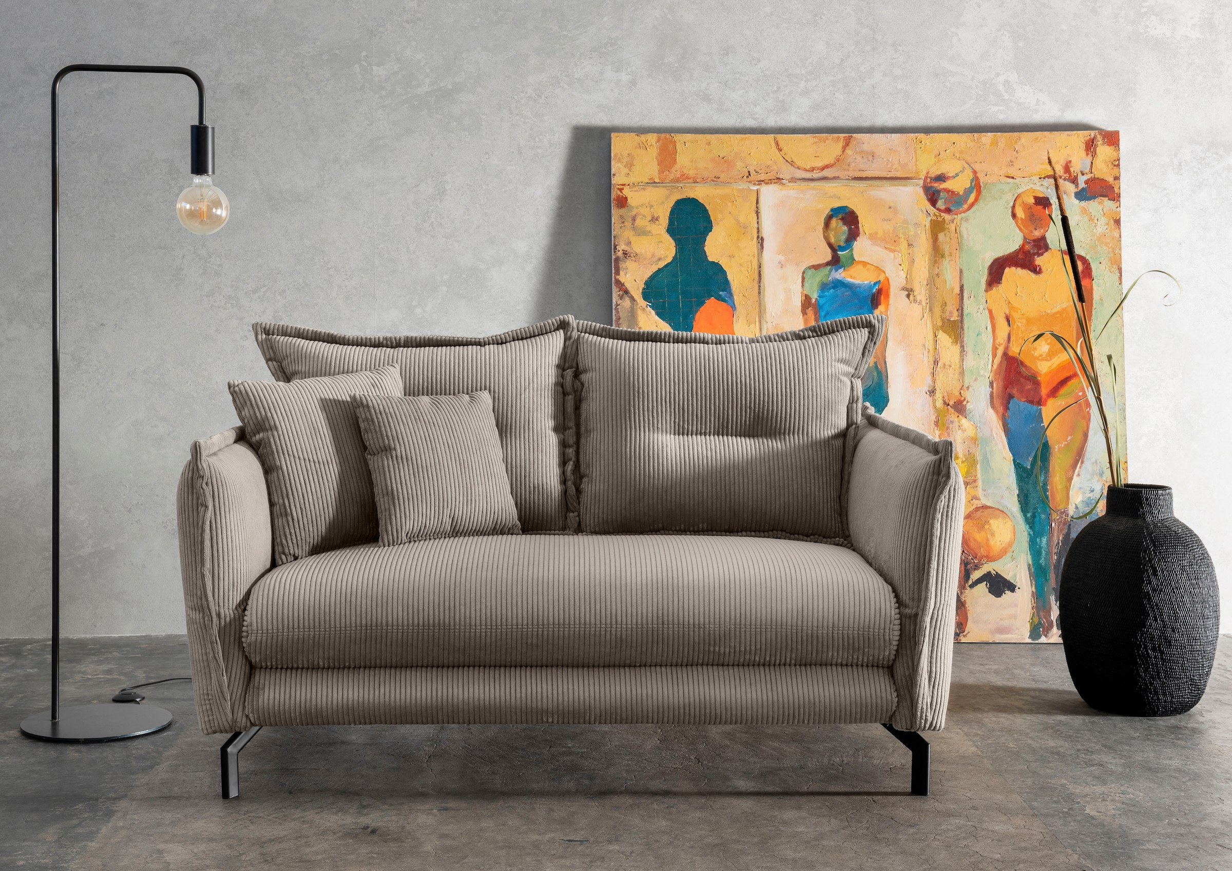 Home affaire Ecksofa "Lava modern und bequem, schmale Armlehnen, tolle Detailverarbeitung" zwei verschiedene Fußfarben wählbar