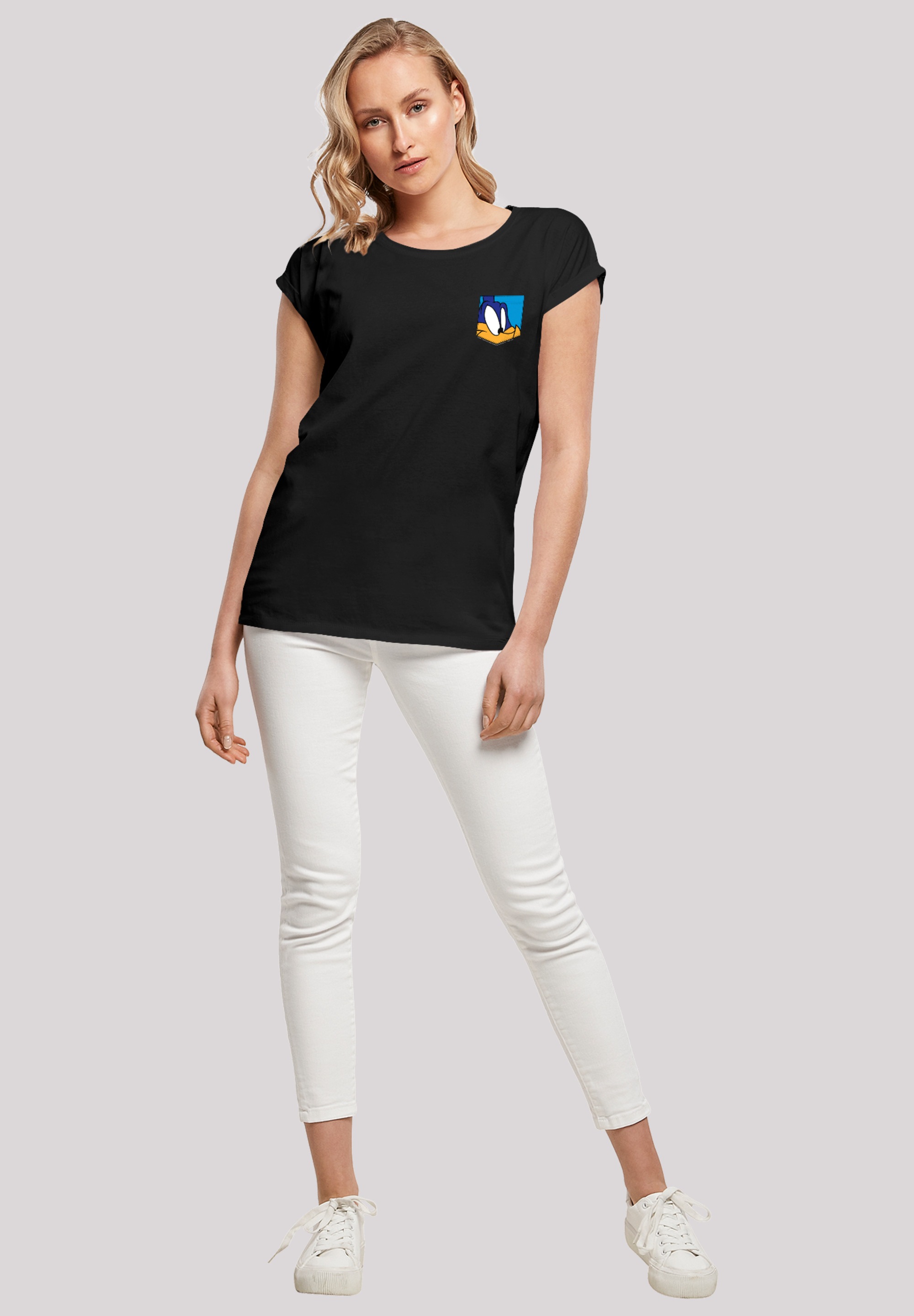 F4NT4STIC T-Shirt »Looney Tunes Road Runner Face Faux Pocket«, Print