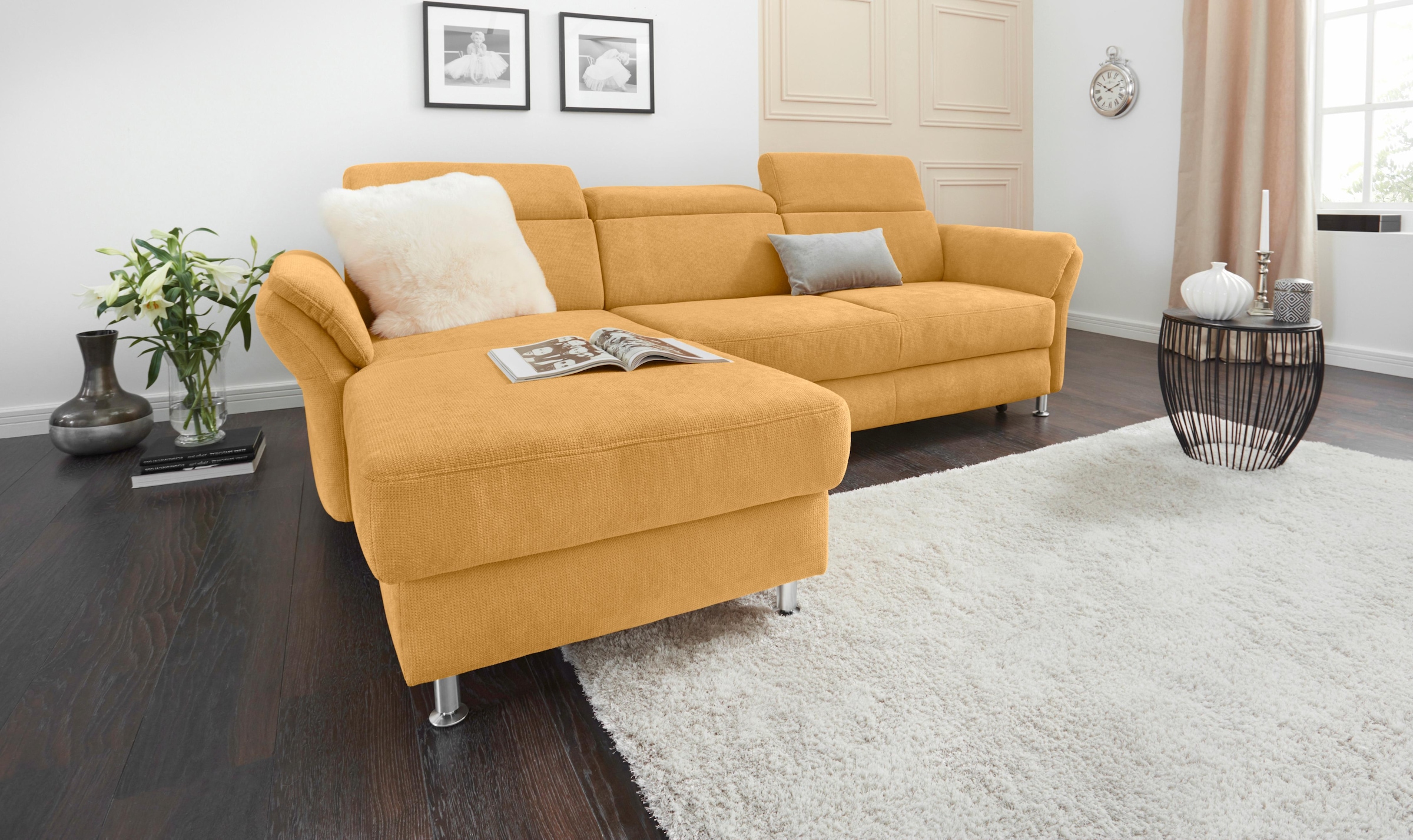 sit&more Ecksofa "Avignon L-Form", Kopfteilverstellung, wahlweise mit Bettfunktion und Bettkasten