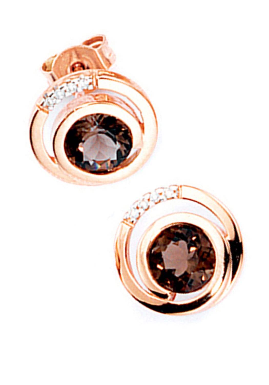 JOBO Paar Ohrstecker »Ohrringe mit Rauchquarz und mit 8 Diamanten«, 585  Roségold online bestellen | BAUR