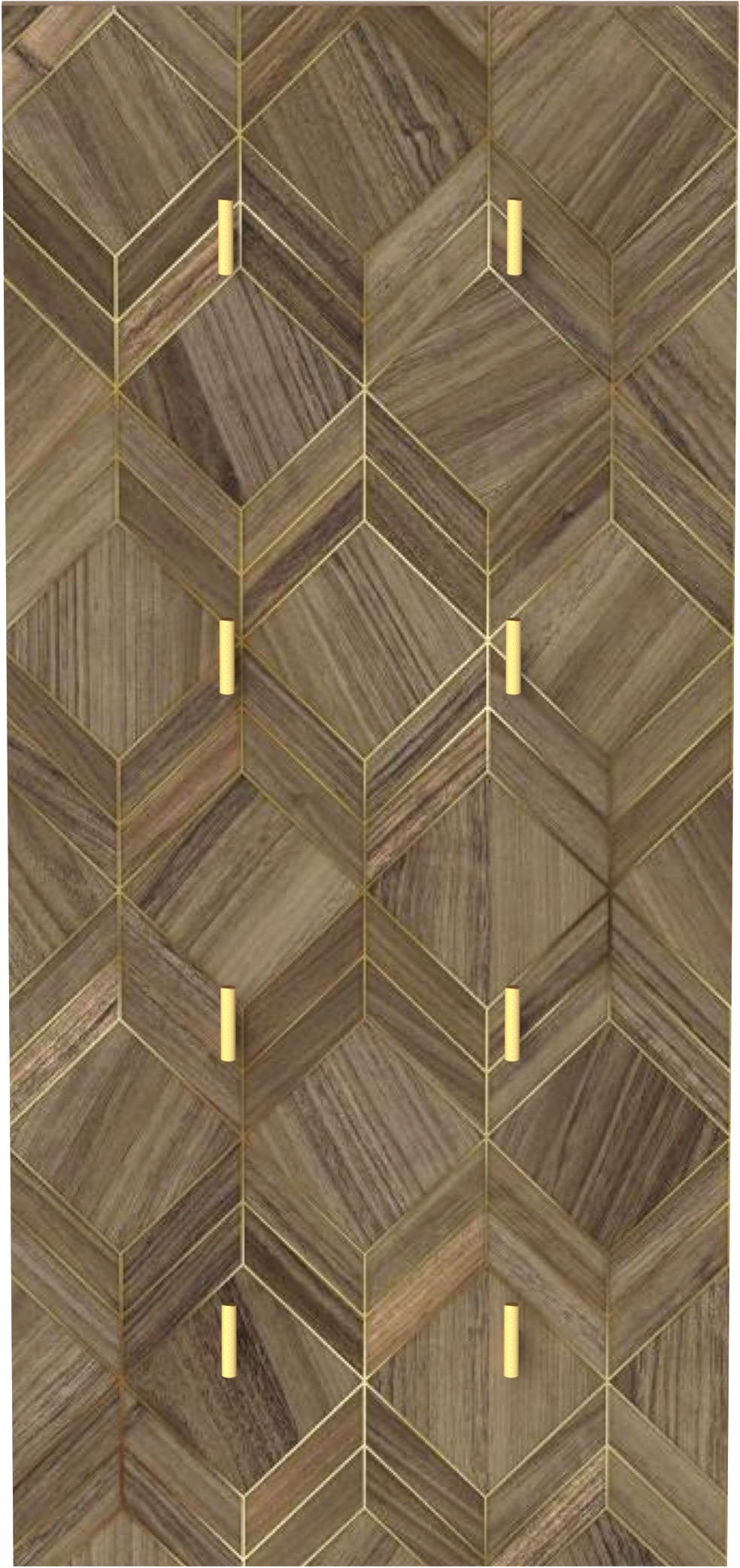 Schildmeyer Garderobenpaneel »Glenn Hakenpaneel 490 nussbaum  ArtDeco« 1 Stk. tlg. Nussbaum Art-Déco Design mit eleganten Goldakzenten, Made in Germany