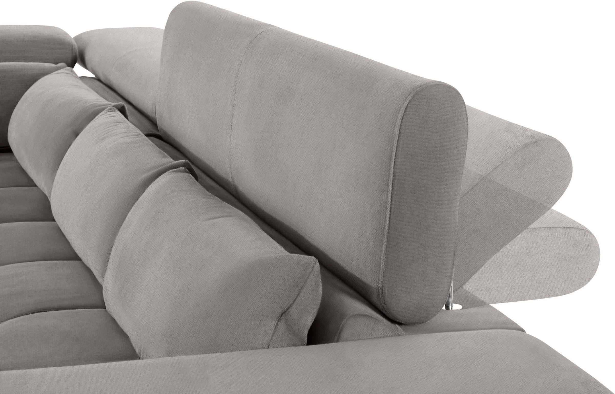 COTTA Ecksofa »Orion L-Form«, mit Kopfteilverstellung & 5 Nierenkissen