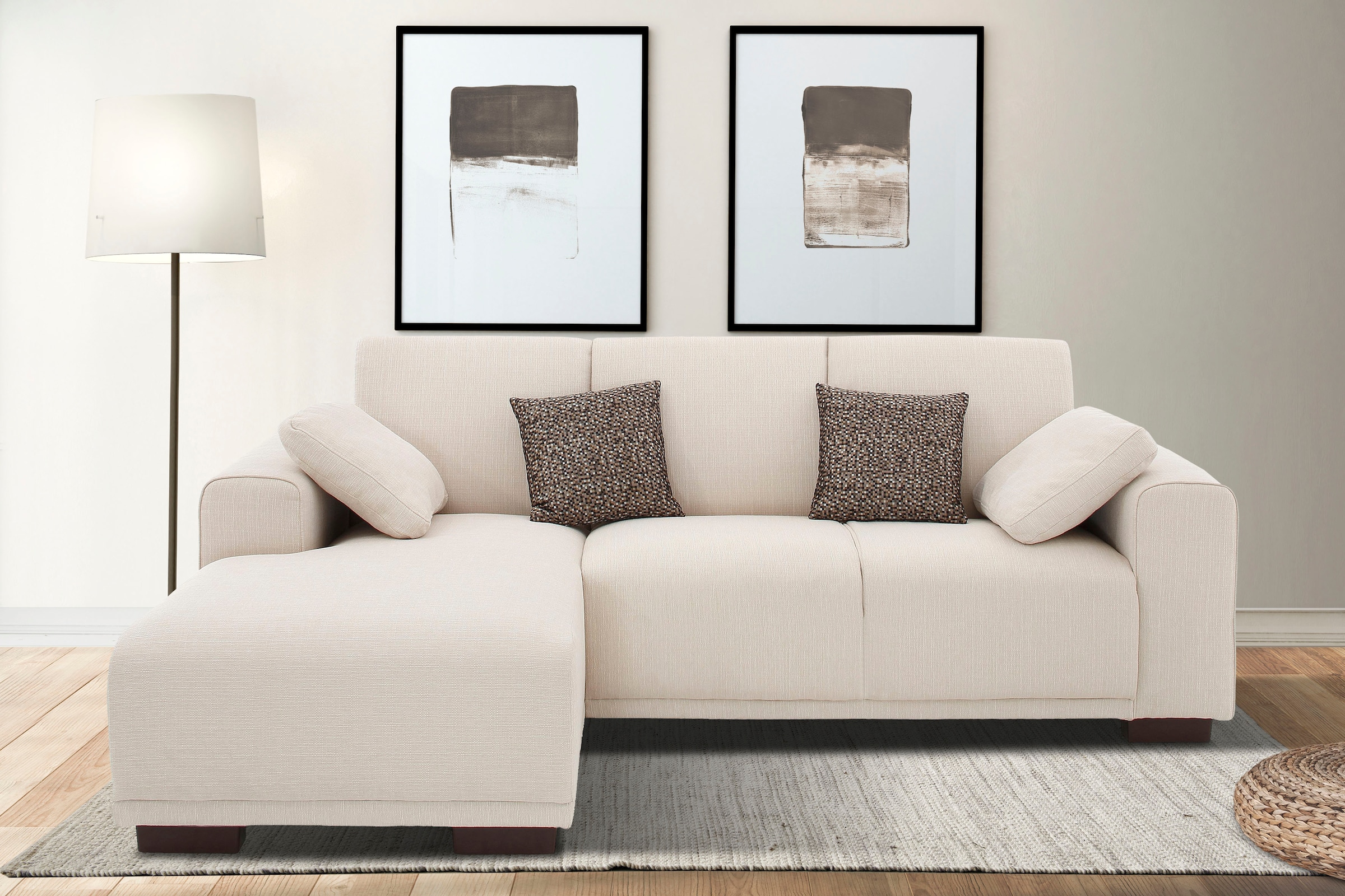 Home affaire Ecksofa »BORNHOLM L-Form mit Recamiere, Maße B/T/H: 234/162/85 cm«, Recamiere links oder rechts bestellbar, Wellenfederung, inkl. 2 Kissen