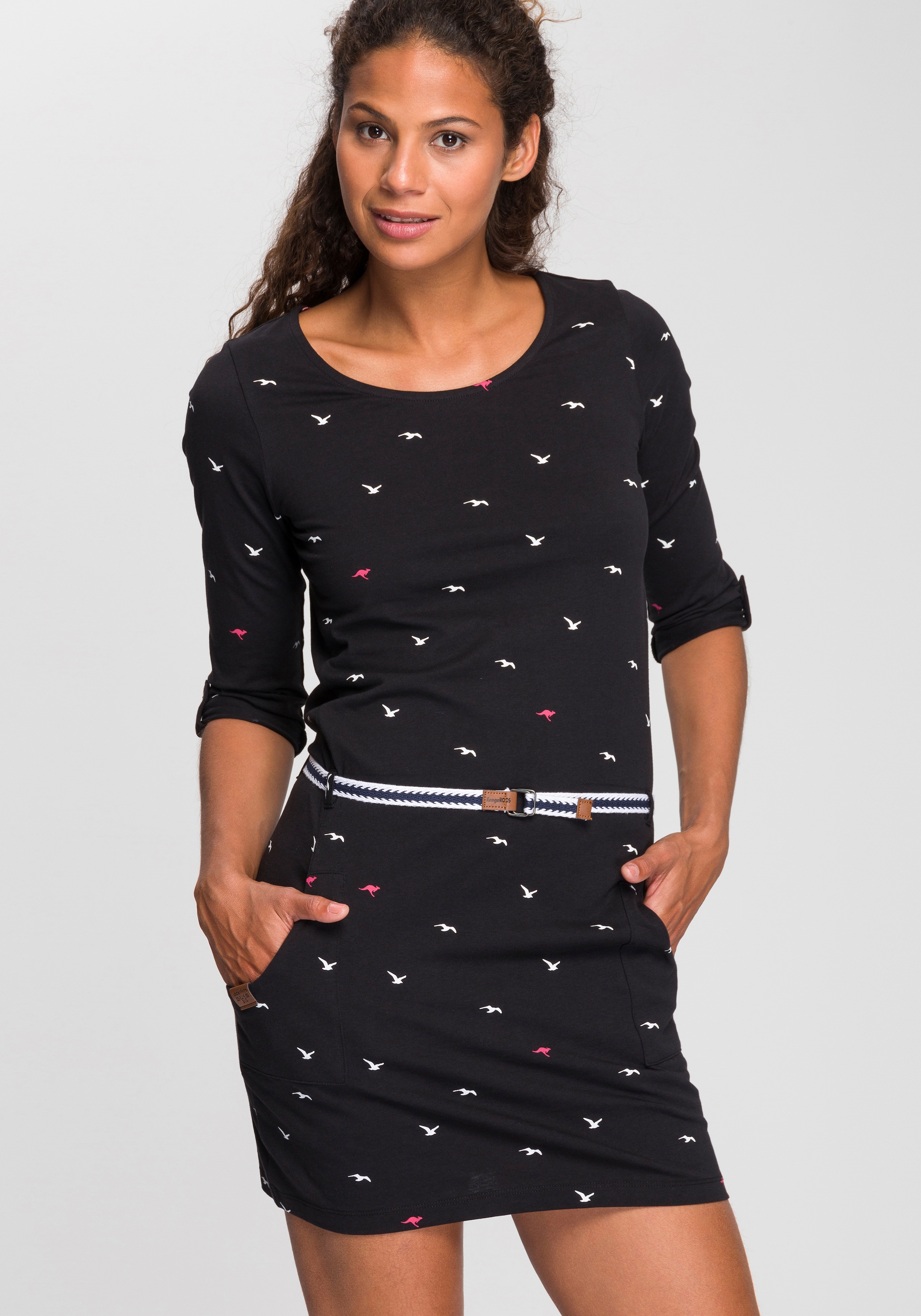 Print (Set, kaufen für sommerlichen mit Jerseykleid, im | abnehmbarem Gürtel), BAUR KangaROOS