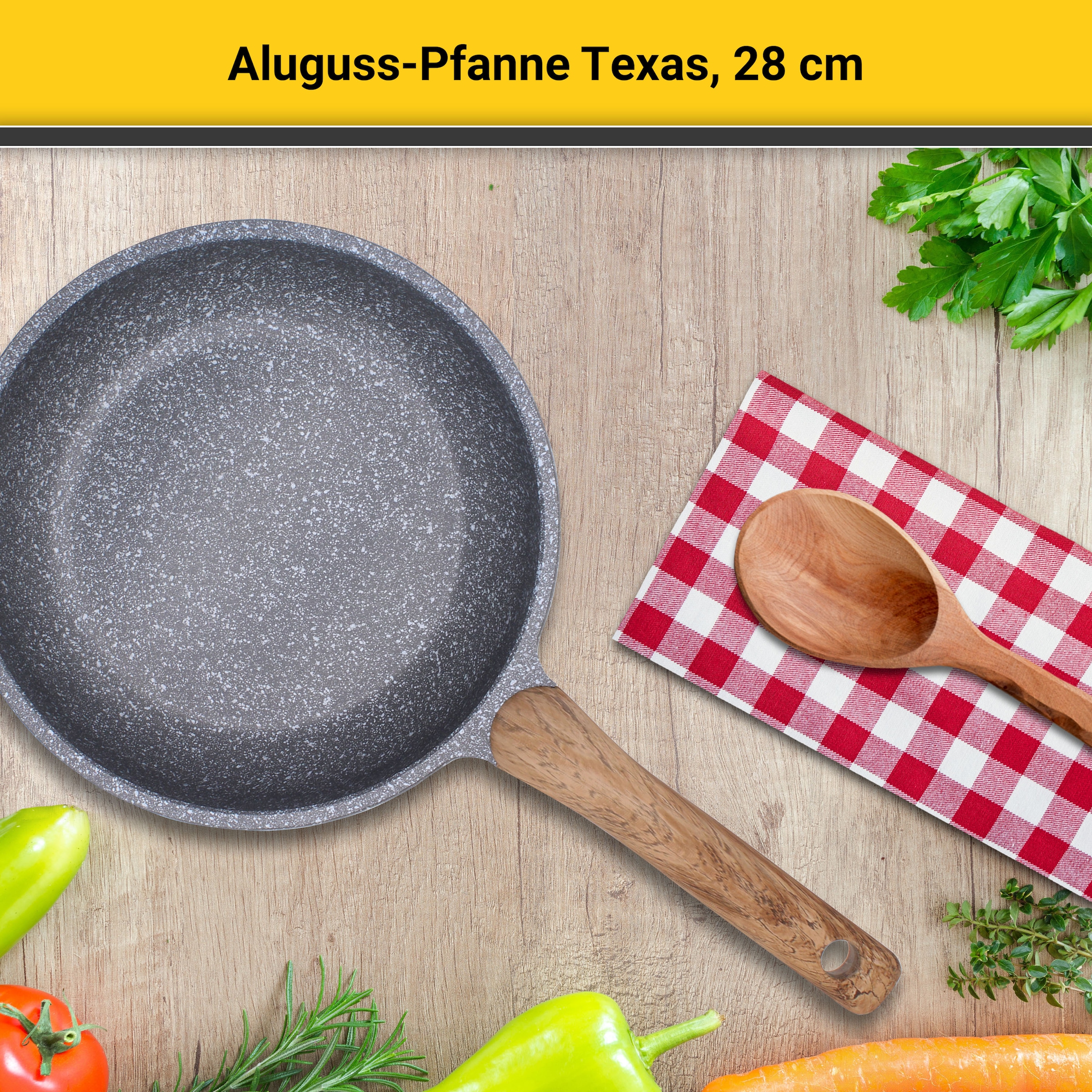 Krüger Bratpfanne »Aluguss Pfanne flach Texas«, Aluminiumguss, (1 tlg.), für Induktions-Kochfelder geeignet