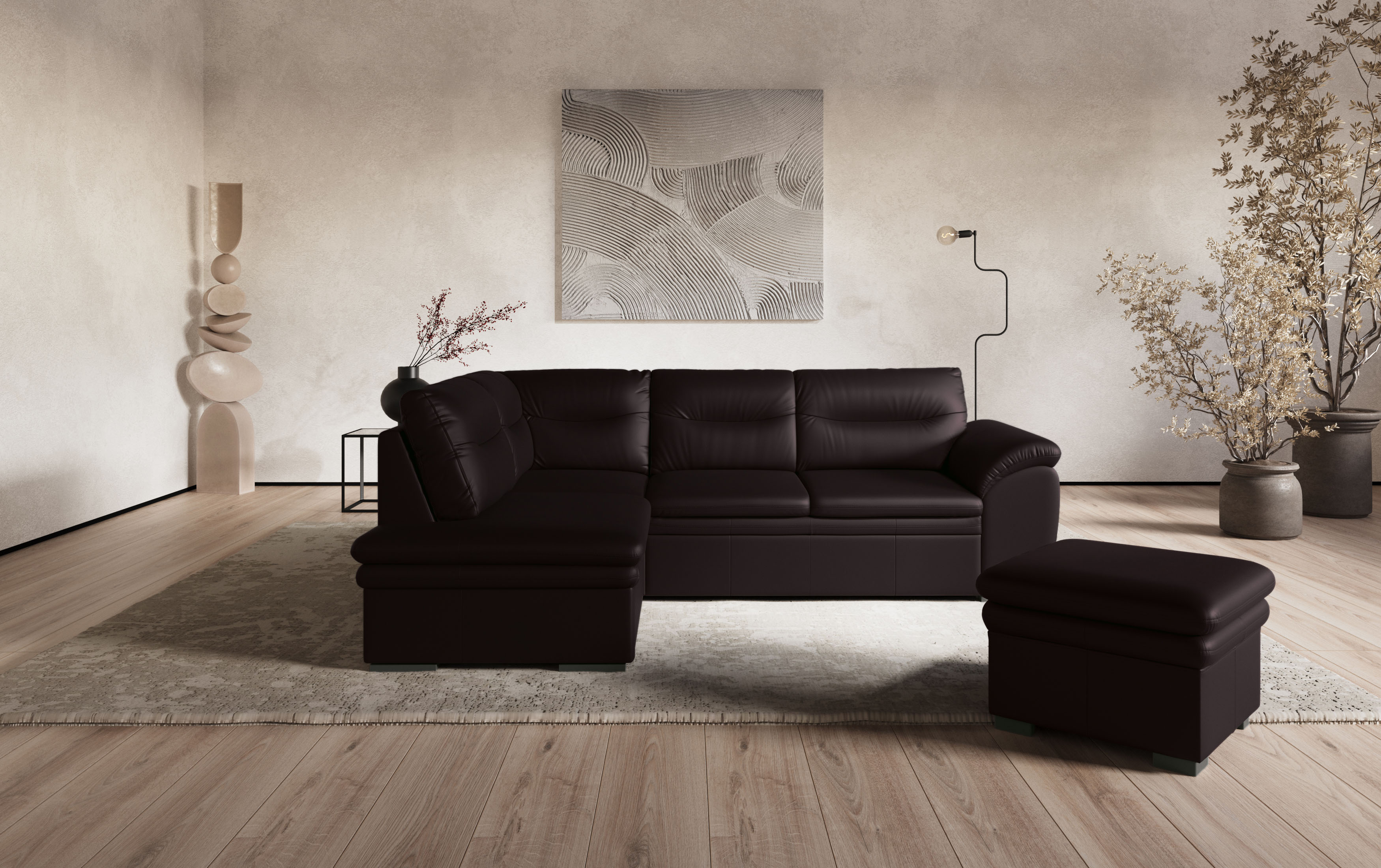 COTTA Ecksofa "Leandra L-Form" wahlweise mit Schlaffunktion & Bettkasten
