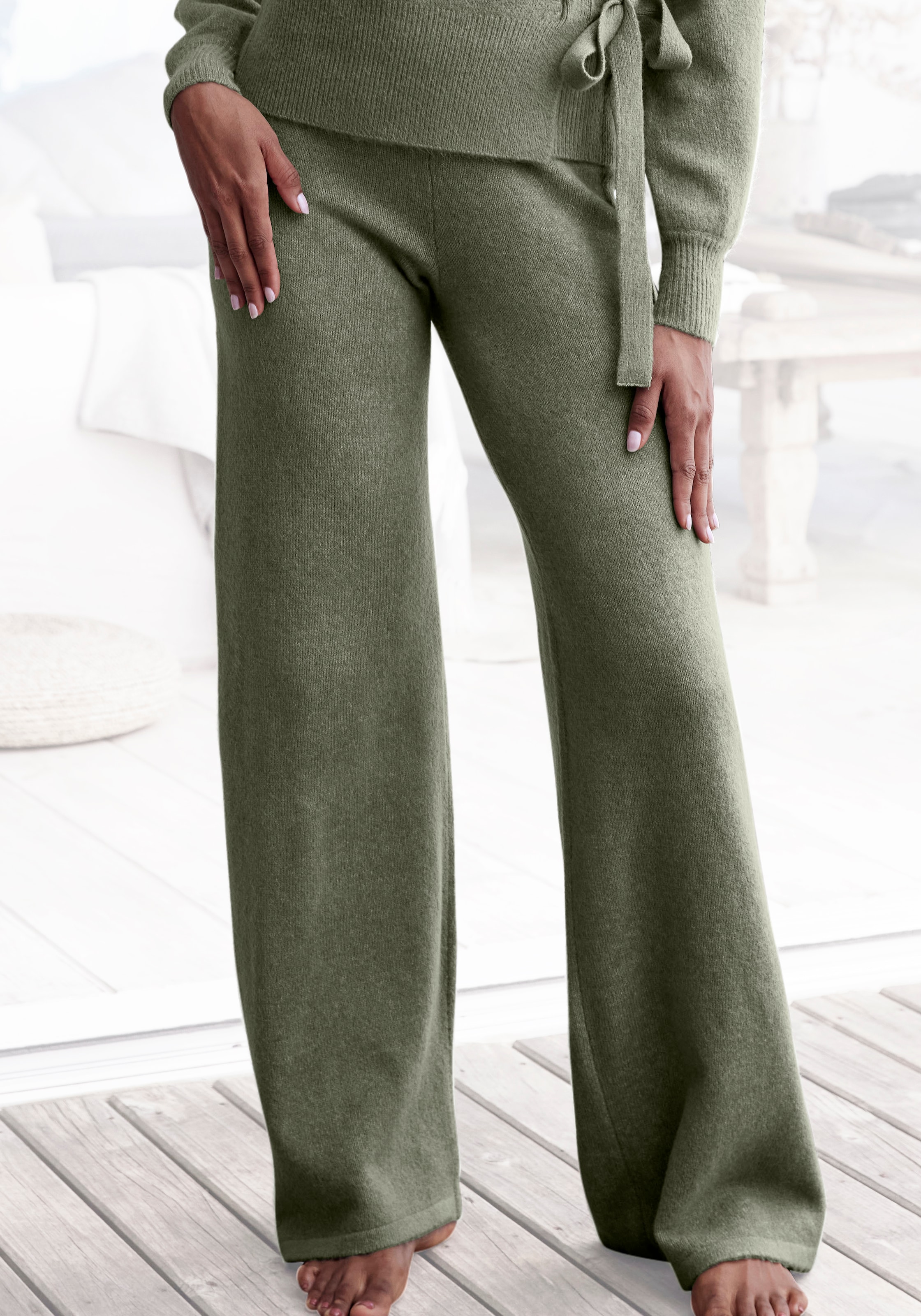 LASCANA Strickhose, mit Rippbündchen, Loungewear