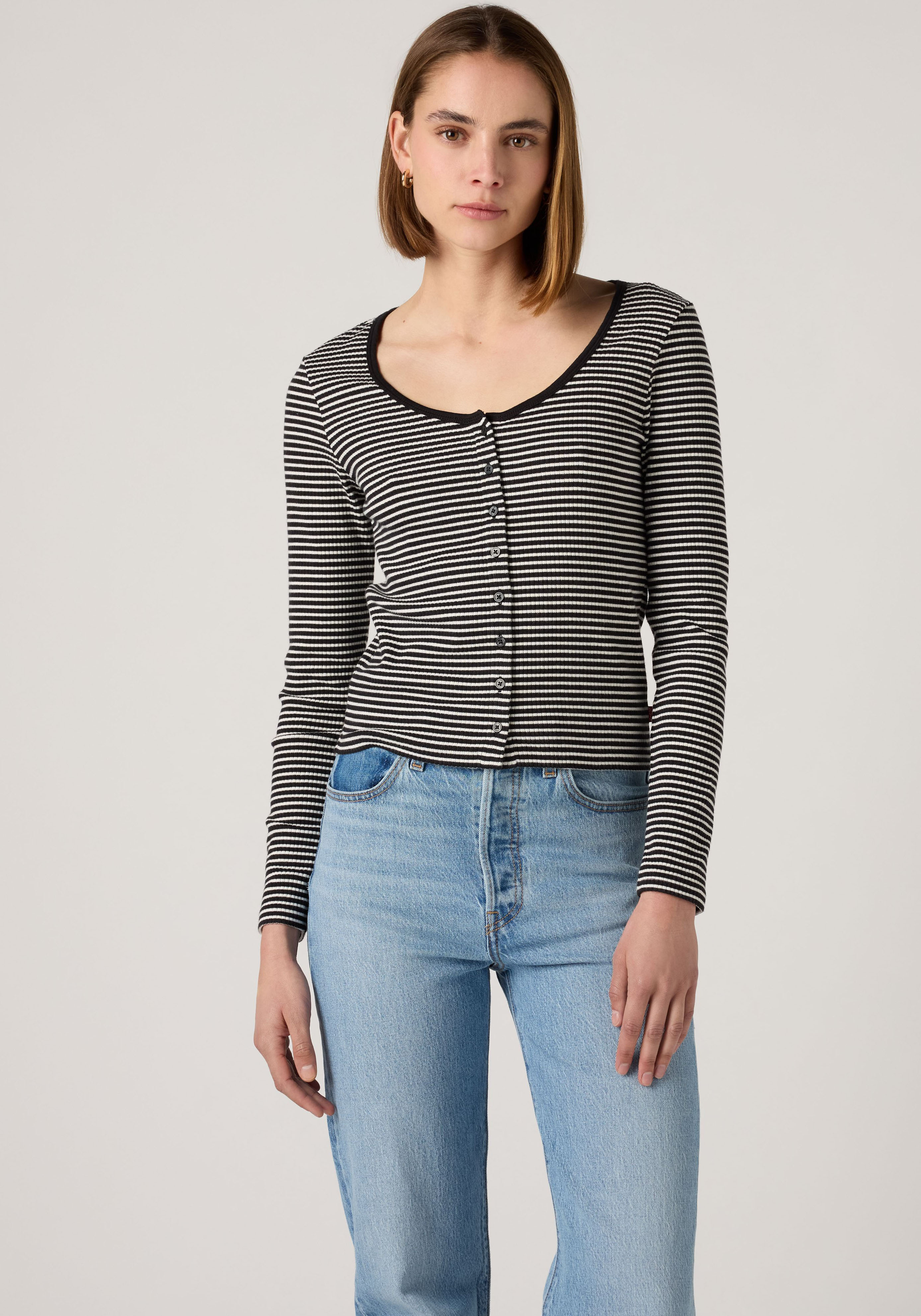 Levis Langarmshirt "AUSTEN BUTTON THROUGH LS" Feinripp