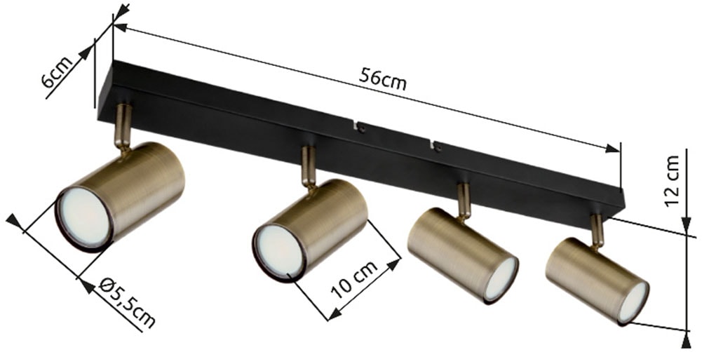 GLOBO LIGHTING Deckenspot »ROBBY« GU10 1 Stk. Strahler Schwarz/Alt-Messing, GU10, schwenkbar