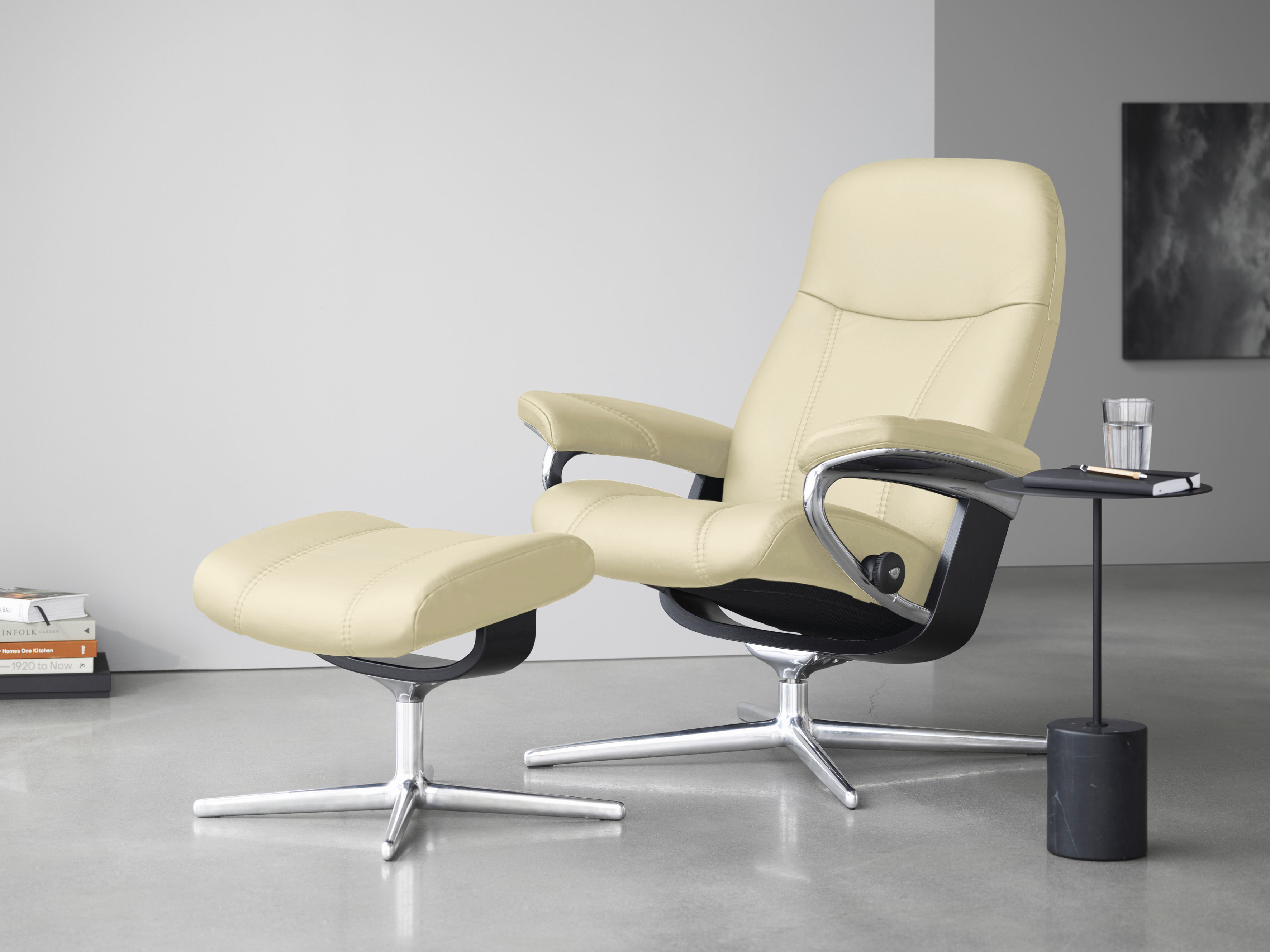 Stressless Relaxsessel "Consul" mit Cross Base, Größe S, M & L, Holzakzent Schwarz