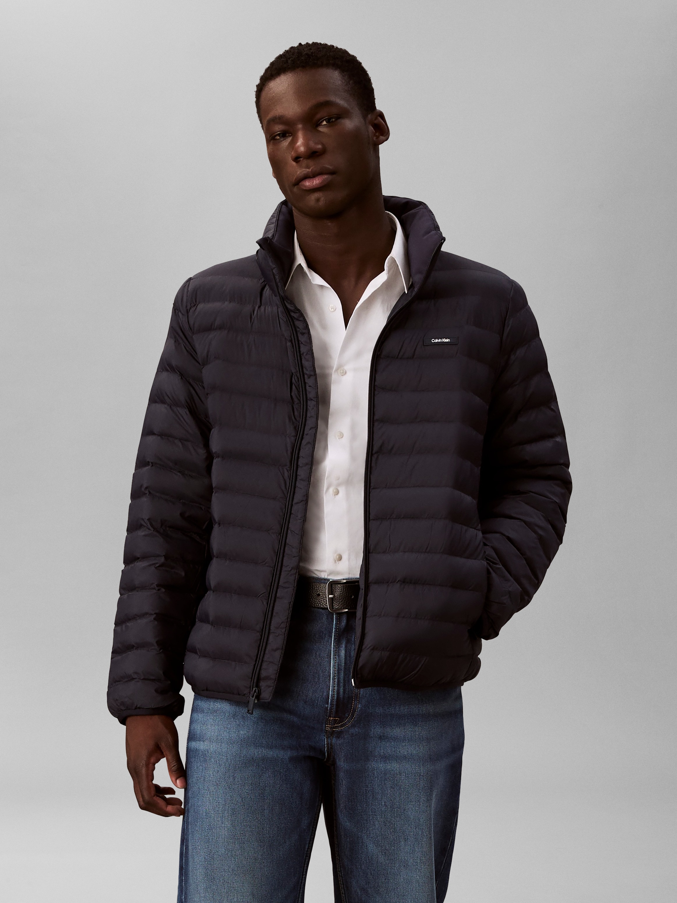 Calvin Klein "LS LT WT NYLN CHNNLD" ohne Kapuze Mit Rundhalsausschnitt