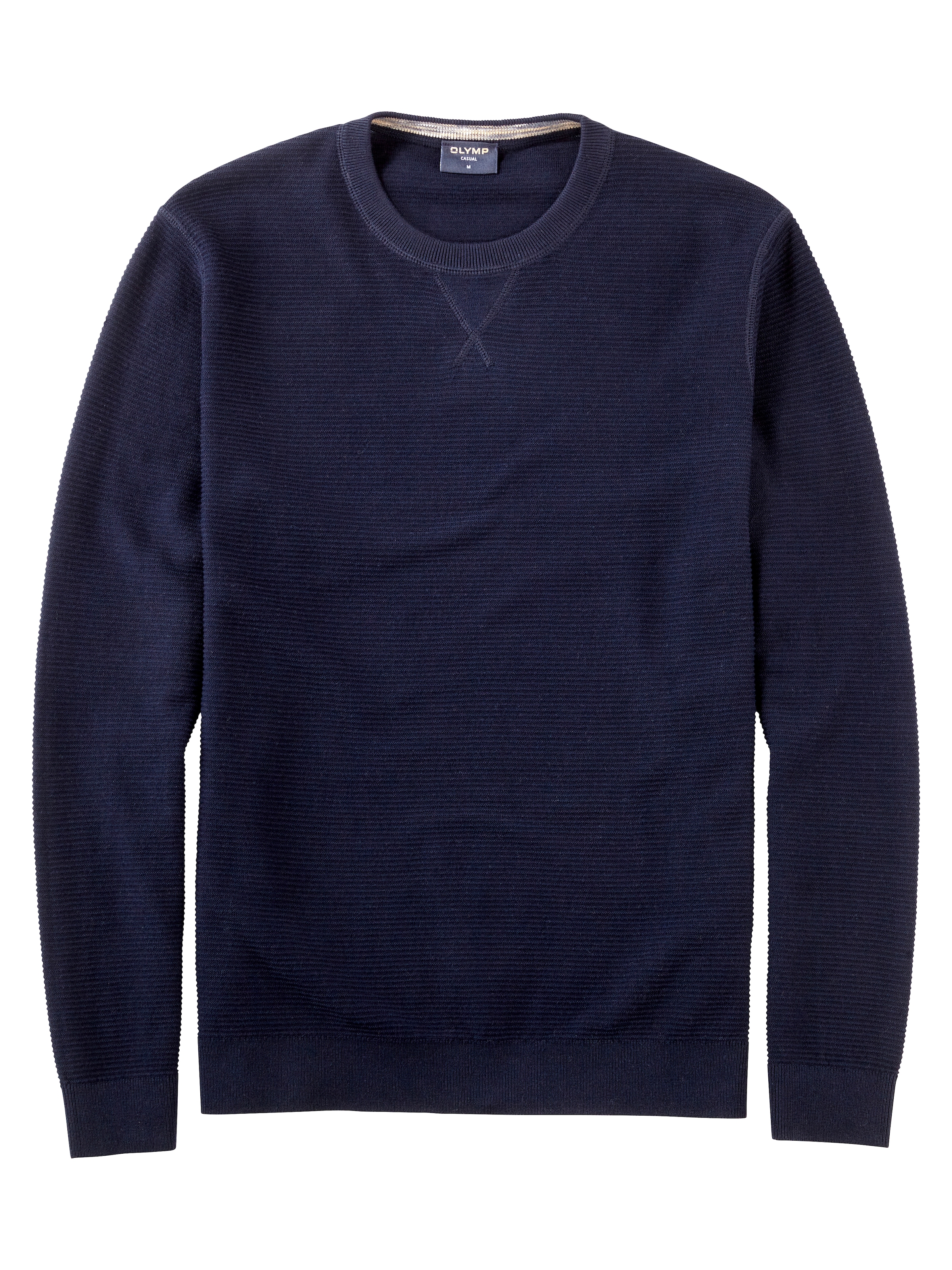 OLYMP Rundhalspullover "OLYMP Strick Casual" mit modischem Strukturmuster günstig online kaufen