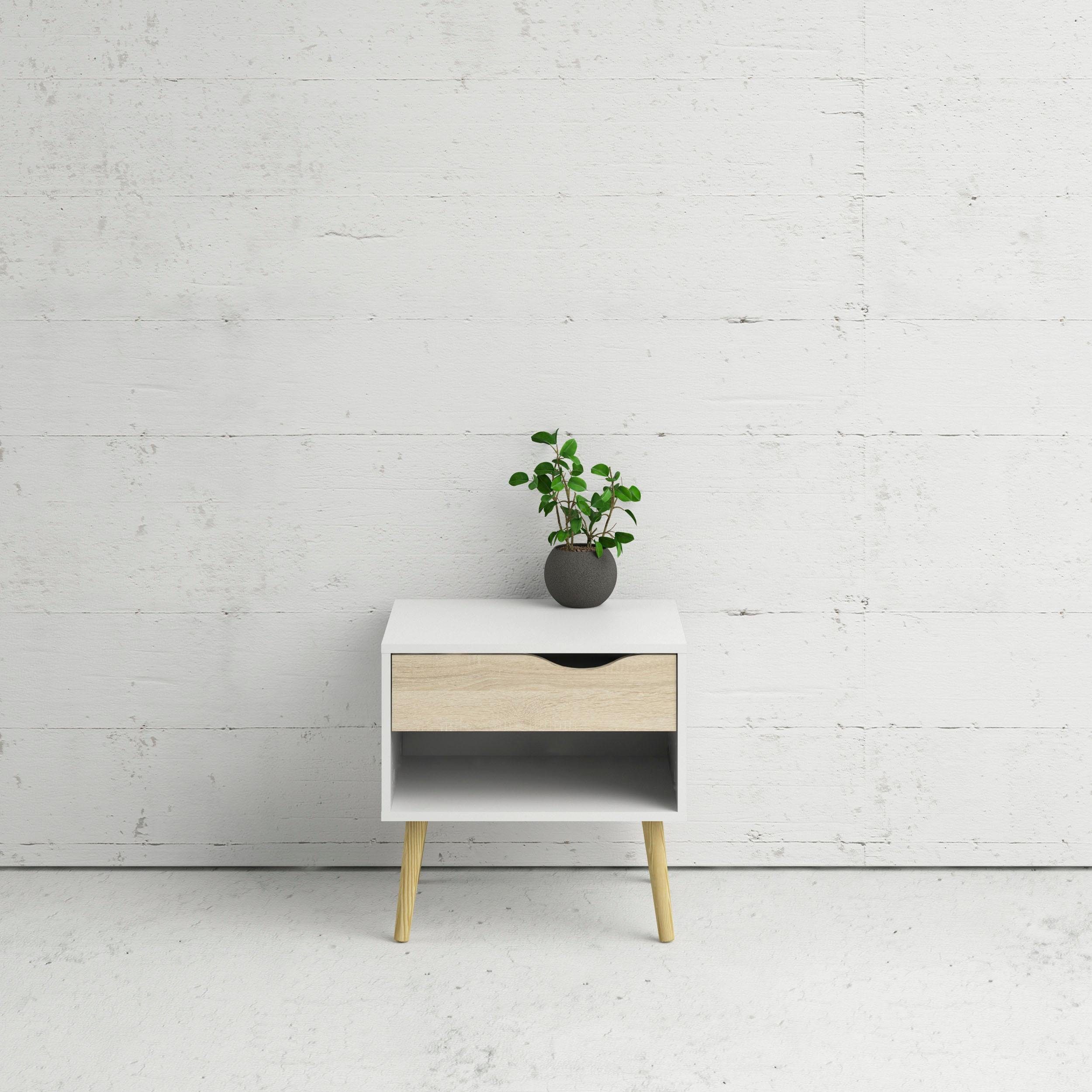 Home affaire Nachttisch "Oslo Nachtkommode, Nachtschrank, Beistelltisch" 1 Schublade, 1 offenes Fach, Breite 50 cm, Höhe 50 cm