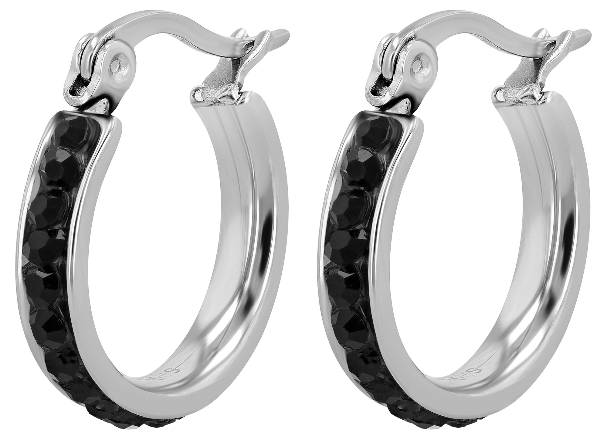 Adelia´s Paar Creolen »Damen Ohrringe – Creole aus Edelstahl mit Strass Steinchen« Ideal zum Verschenken – schlicht und stilvoll