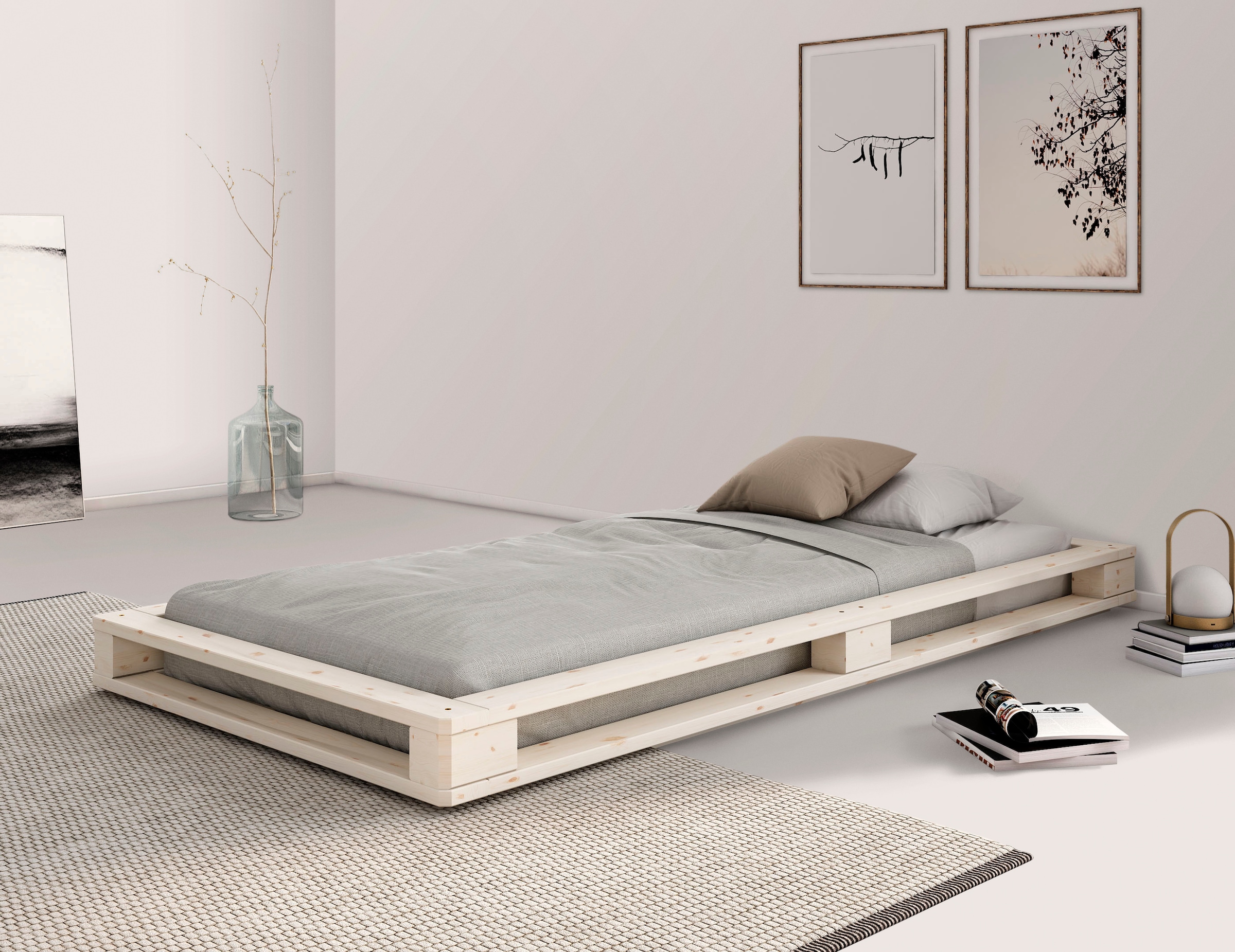 Palettenbett »"PALO " BESTSELLER!«, Bodenbett, zertifiziertes Massivholz (Kiefer)