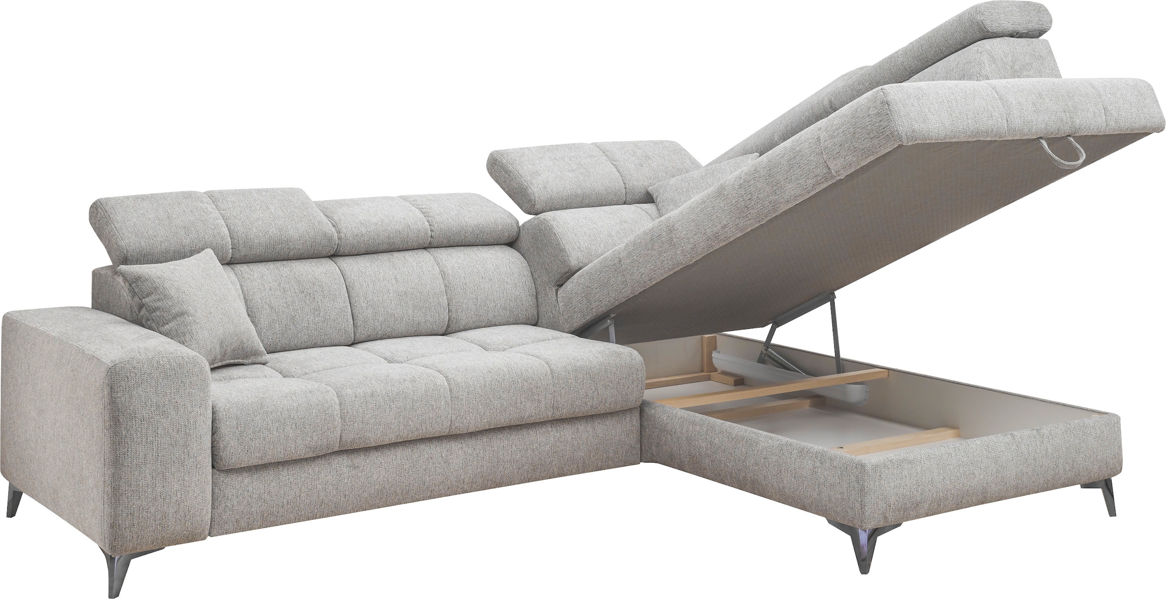 ED EXCITING DESIGN Ecksofa »Sydney L-Form«, mit Bettfunktion, Bettkasten, Kopfteilverstellung & 2 Zierkissen