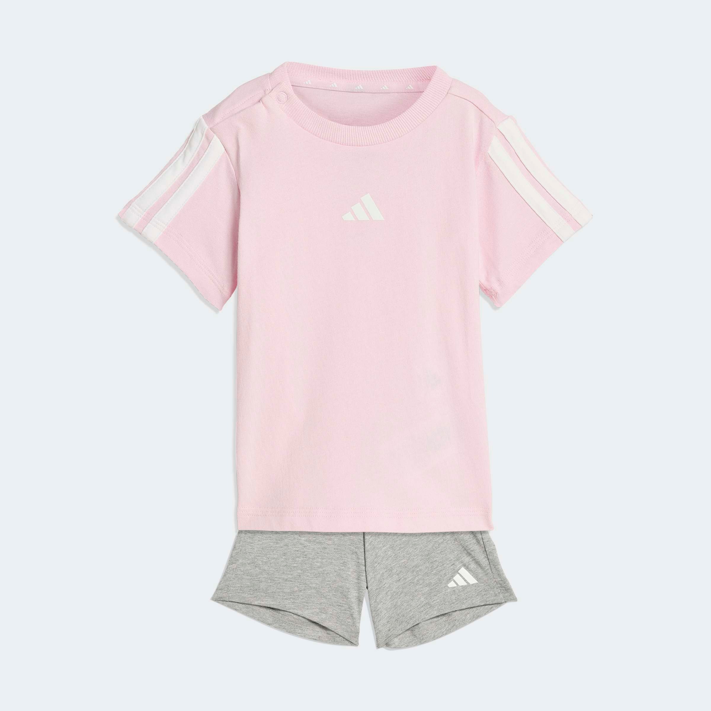 Trainingsanzug ADIDAS SPORTSWEAR "I 3S T-SET 160", Mädchen, Gr. 62, clear pink, weiß, weiß, Obermaterial: 100% Baumwolle, Sportanzüge Trainingsanzug
