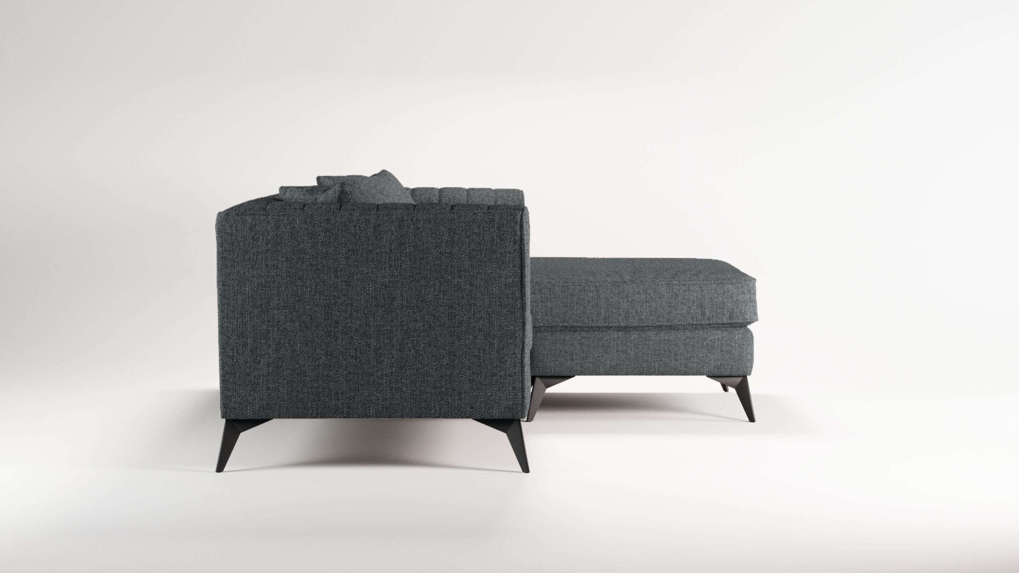 Places of Style Ecksofa »MATTHEW L-Form ideal für kleine Räume, Maße B/T/H: 201/162/74 cm«, elegantes Designsofa, feine Steppung im Rücken, incl. Zierkissen