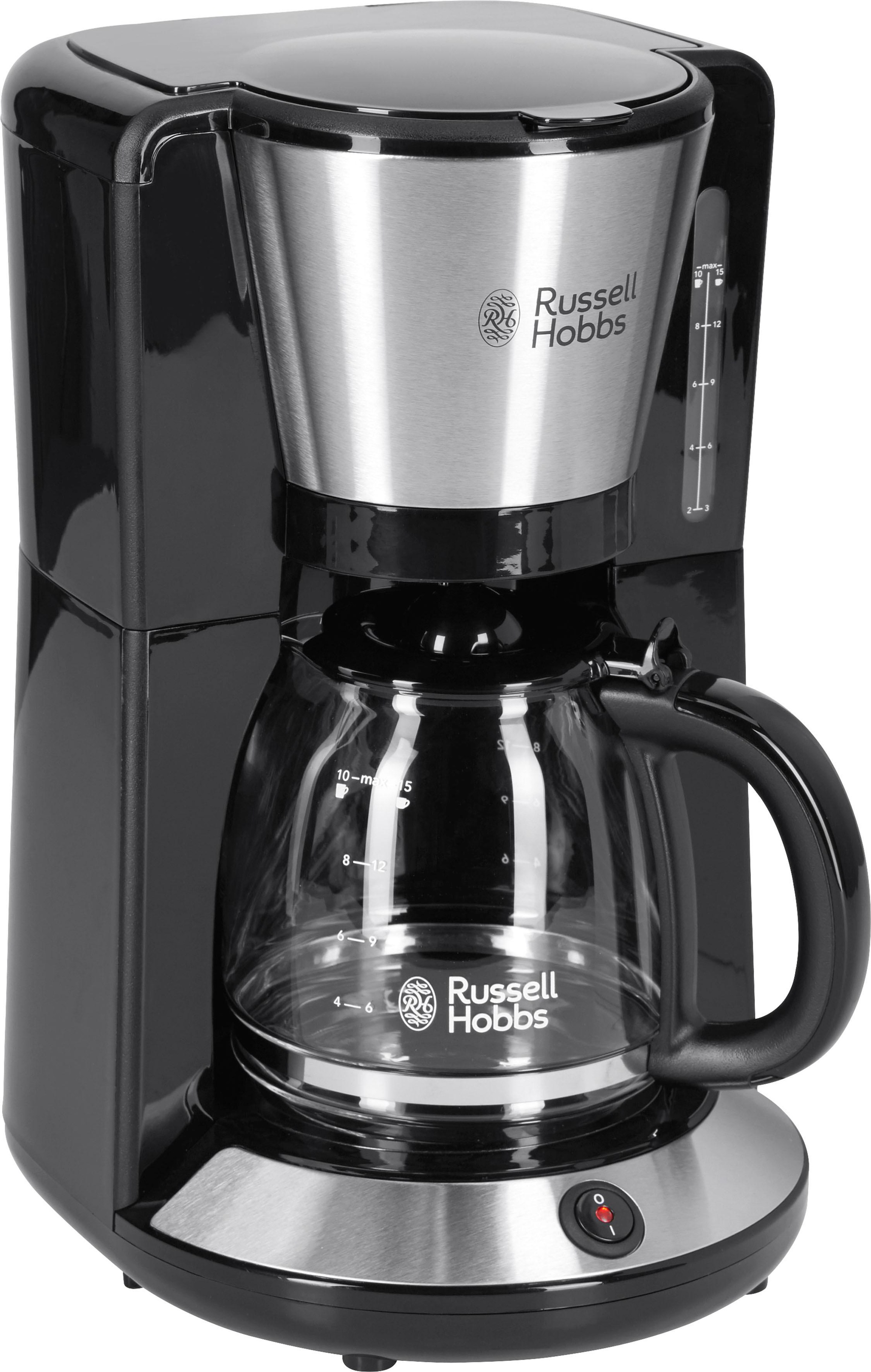 Russell Hobbs coffee machine Adventure stainless steel, glass jug up to 10 cups, 1.25l, warming plate, automatic switch-off, drip-stop, 1100 watts, filter coffee machine 24010-56 - Very Good