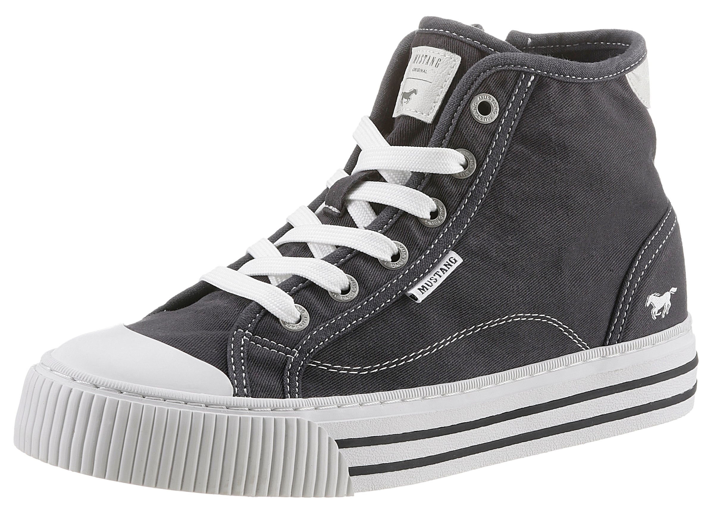 Plateausneaker, Schnürschuh, Freizeitschuh, High Top-Sneaker mit Reißverschluss