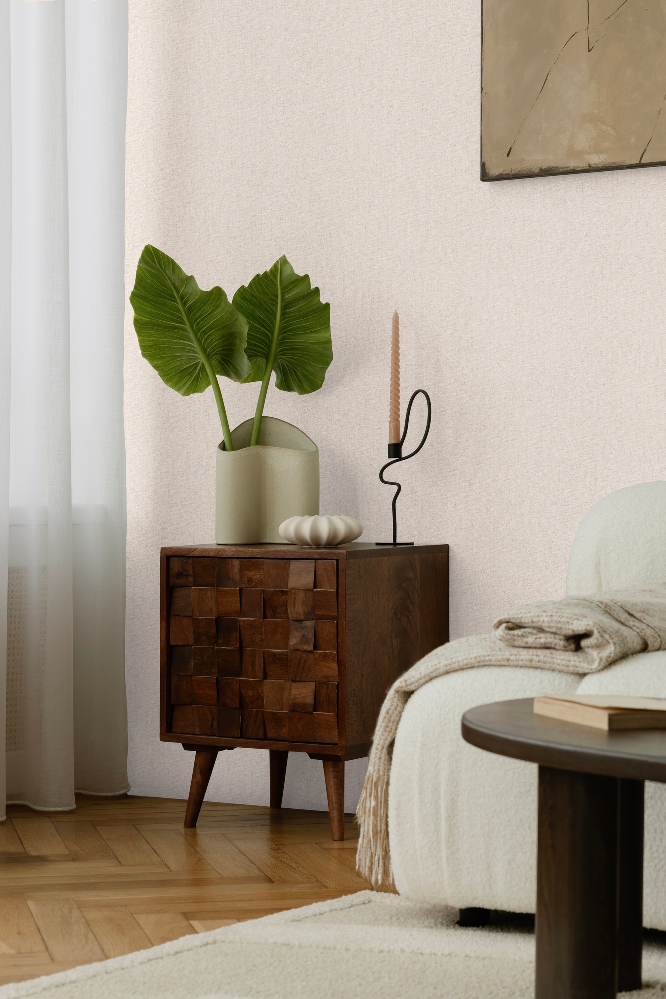 CosmoLiving by Cosmopolitan Vliestapete »Natural Texture – Struktur-Unitapete« matt strukturiert Zeitlose Vliestapete in natürlicher Leinenoptik