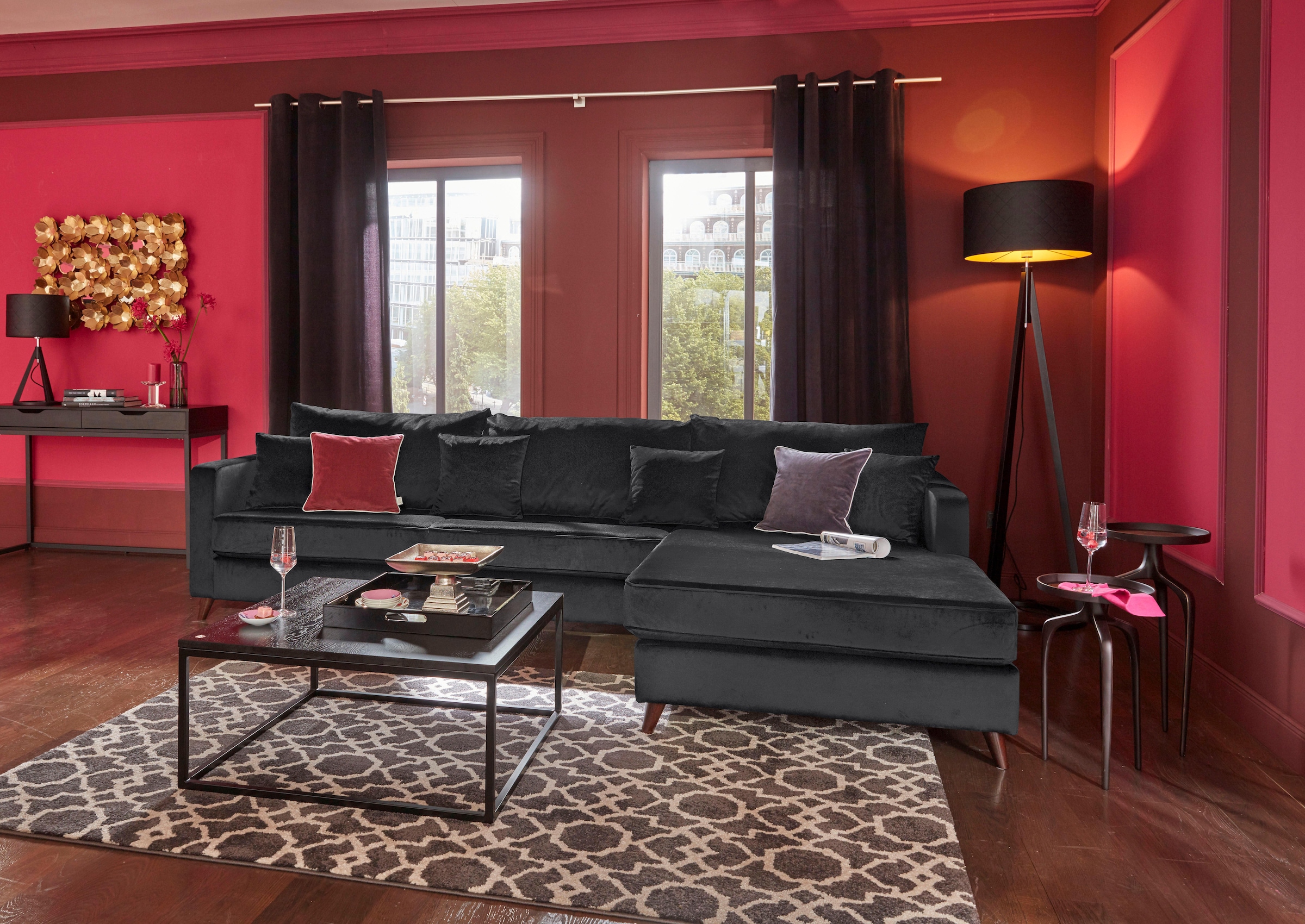Home affaire Ecksofa "Renesse L-Form", lose Kissen, Keder an Sitzkissen günstig online kaufen