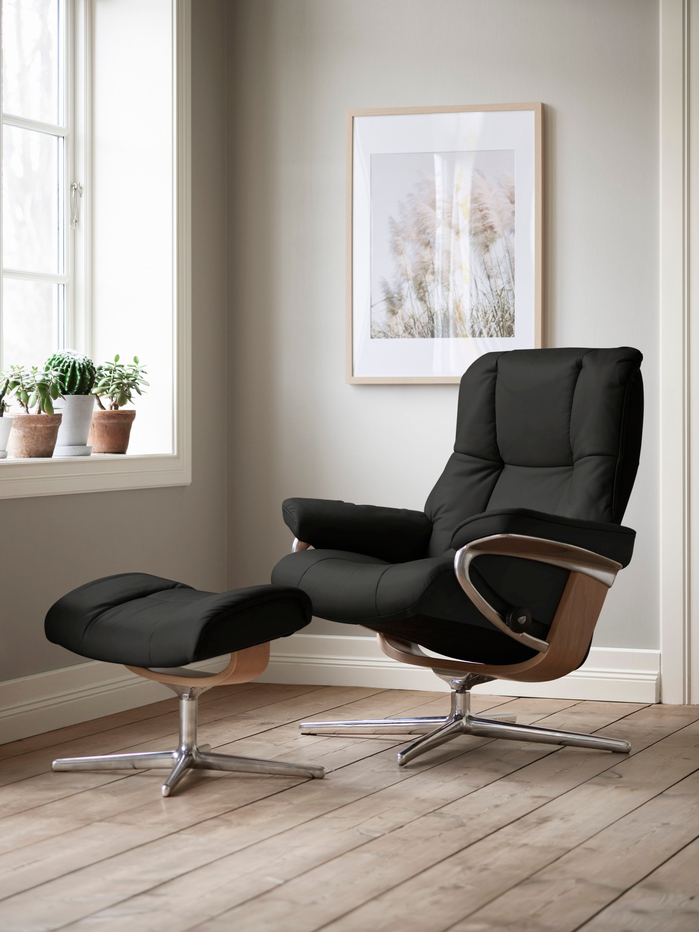 Stressless "Mayfair" Set, Relaxsessel mit Hocker, mit Hocker, mit Cross Bas günstig online kaufen