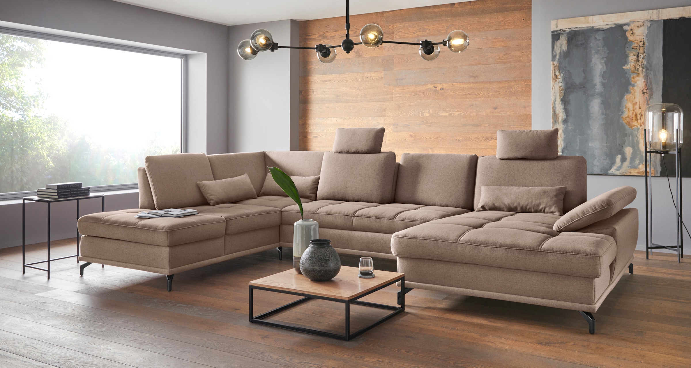 OTTO home Wohnlandschaft "Costello U-Form, B: 363 cm mit Sitztiefen- & Armteilverstellung" optional Schlaffunktion & Bettkasten