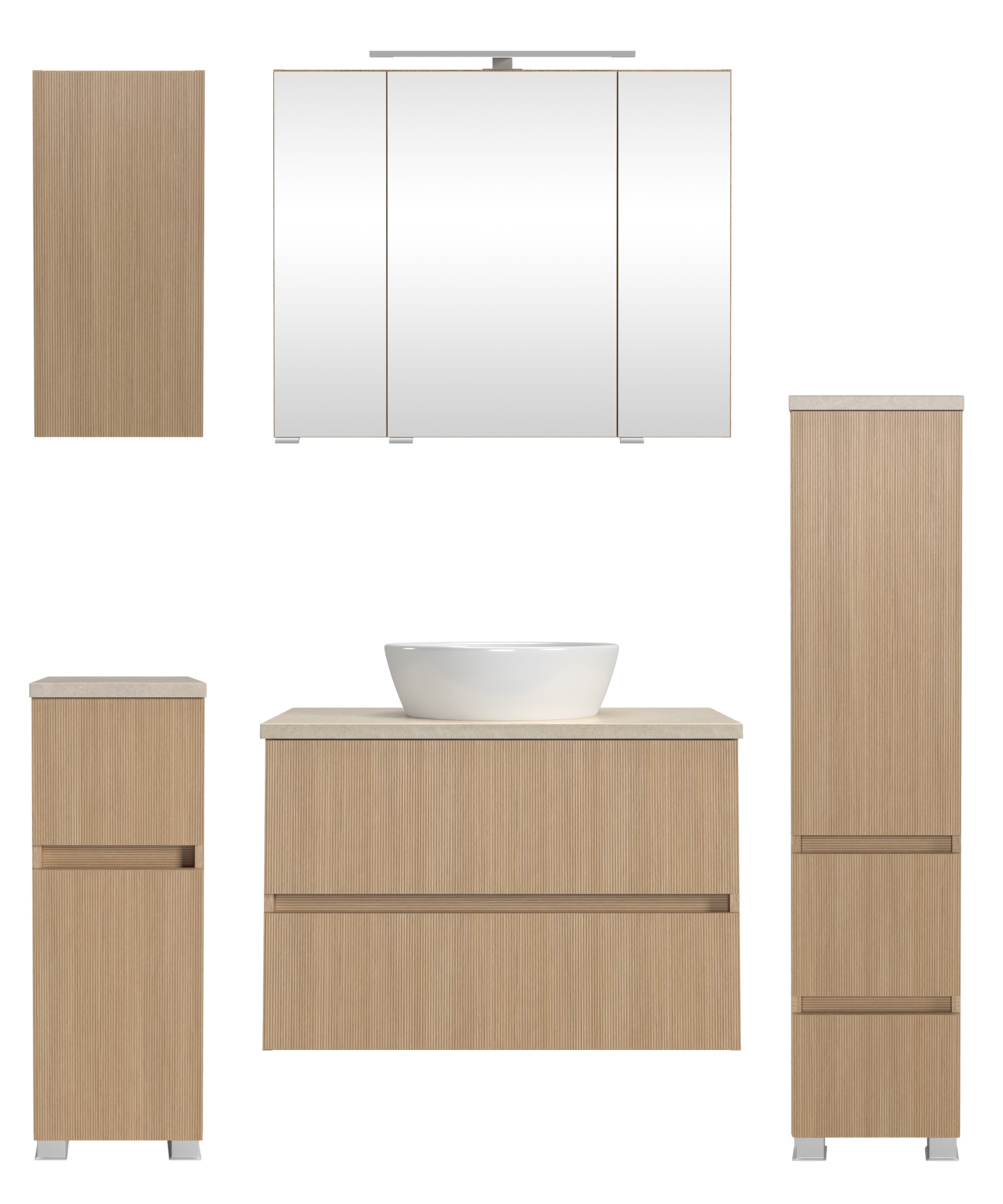 welltime Badmöbel-Set "Eixo", Set 140 cm breit, Badmöbel mit LED-Beleuchtun günstig online kaufen