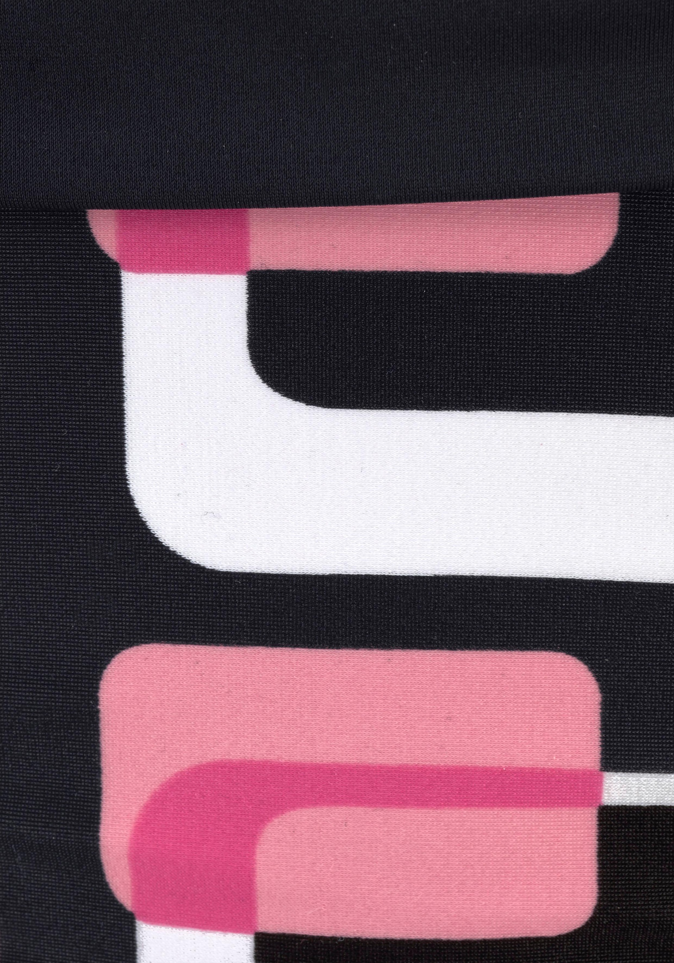 Bügel-Bikini KANGAROOS, Damen, Gr. 36, Cup C, schwarz (schwarz, rosa), Polyamid, bedruckt, gemustert, Bikini-Sets Bügel-Bikini, im Retro-Design 3