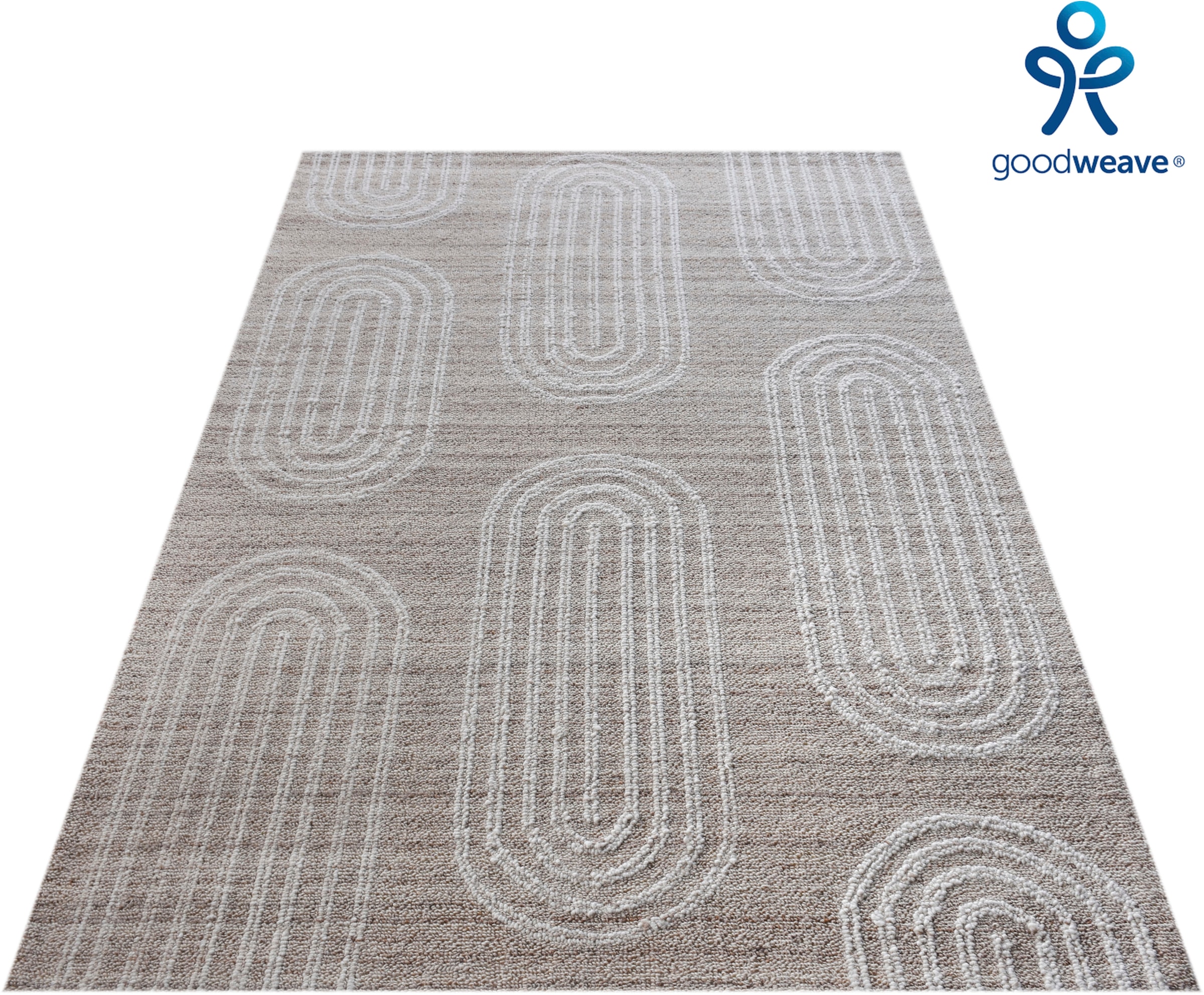 my home Wollteppich "Boras, handgefertigt, Wolle, Hoch-Tief-Struktur," rech günstig online kaufen