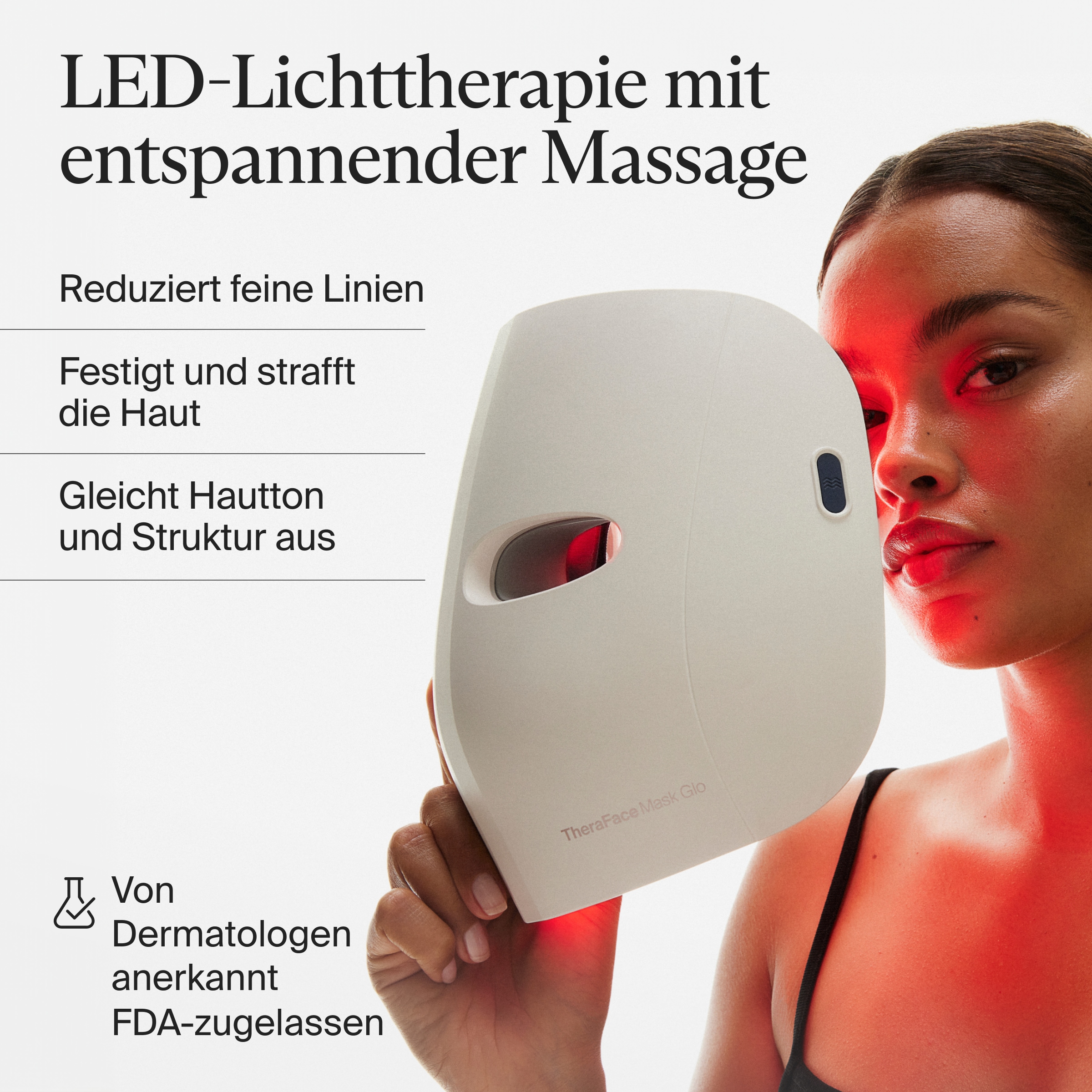 Therabody LED-Gesichtsmaske »TheraFace Mask Glo LED-Hautpflegemaske mit Massagefunktion« Verbesserung der Hautstruktur, klinisch erwiesene Vorteile