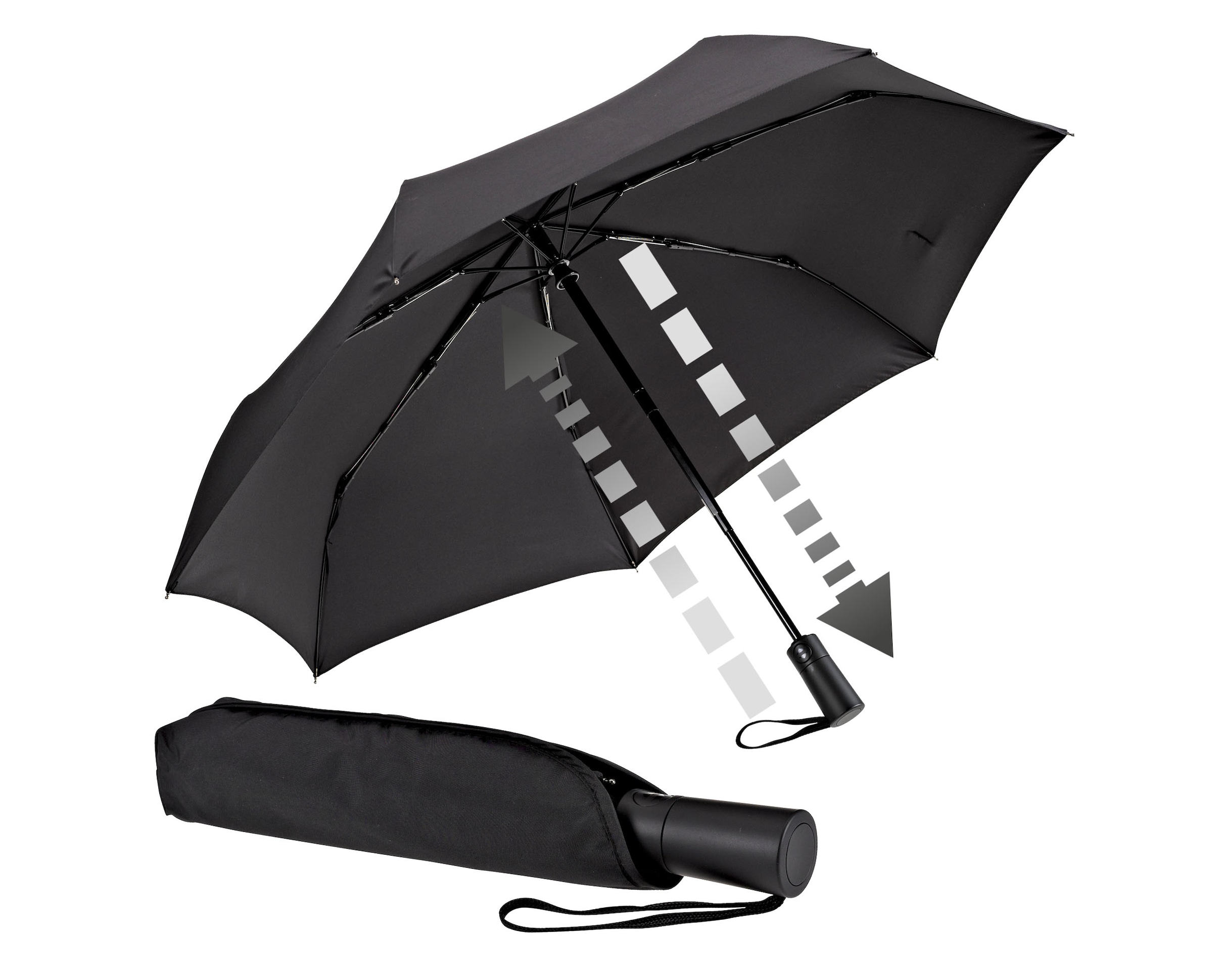 EuroSCHIRM® Taschenregenschirm »Automatik 3020, schwarz«, Automatik, lässt sich besonders leicht öffnen und schließen
